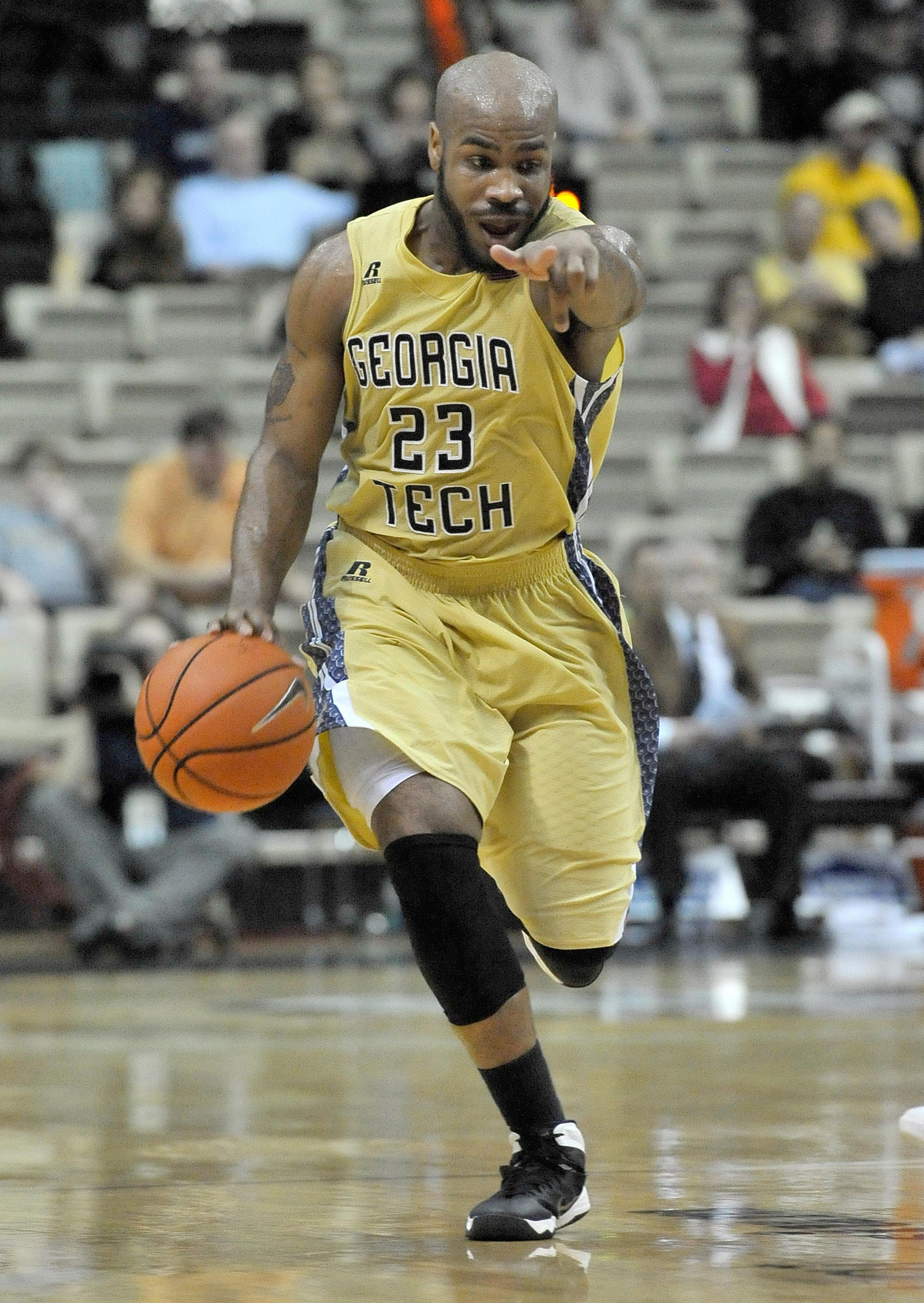 Trae Golden (23) drives up court against the Vanderbilt Commodores. (Jim Brown-USA TODAY Sports)
