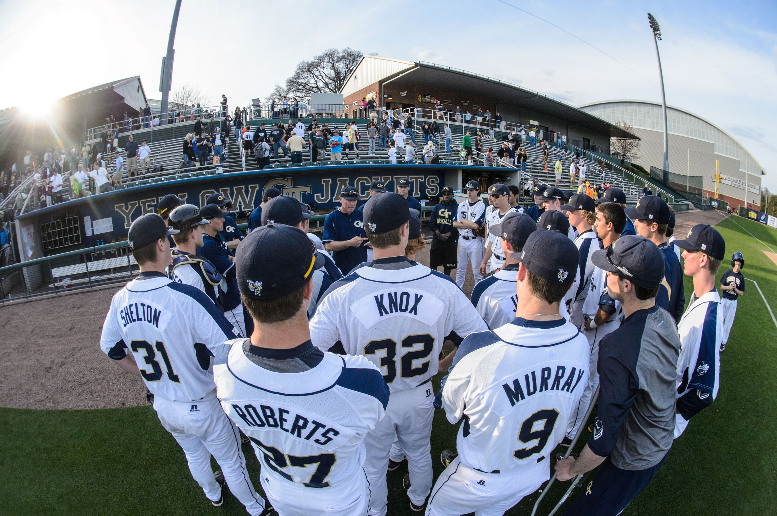 Coach Hall speaks to the team after the win