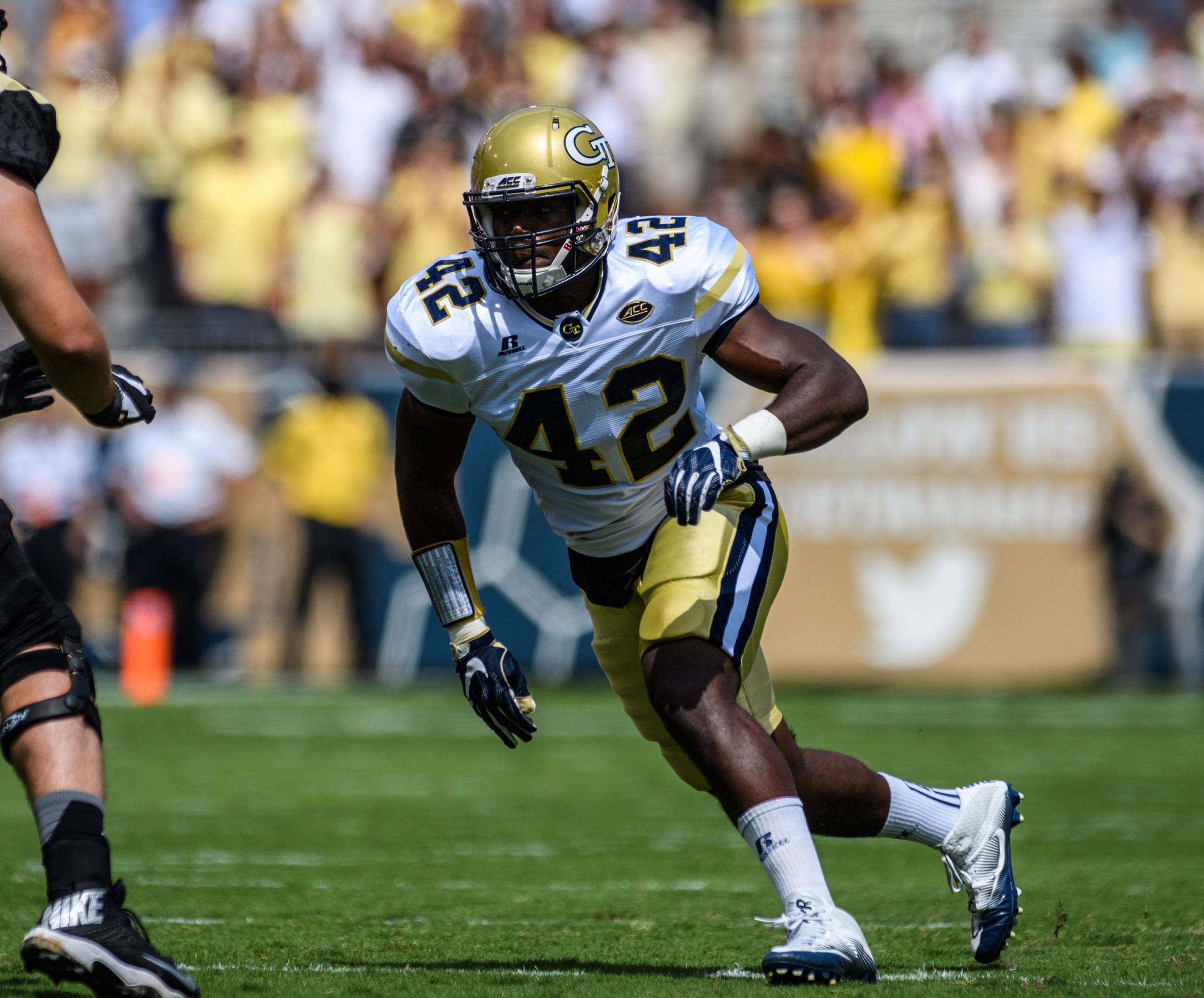 KeShun Freeman (42) with the pursuit in the first half versus Vanderbilt.