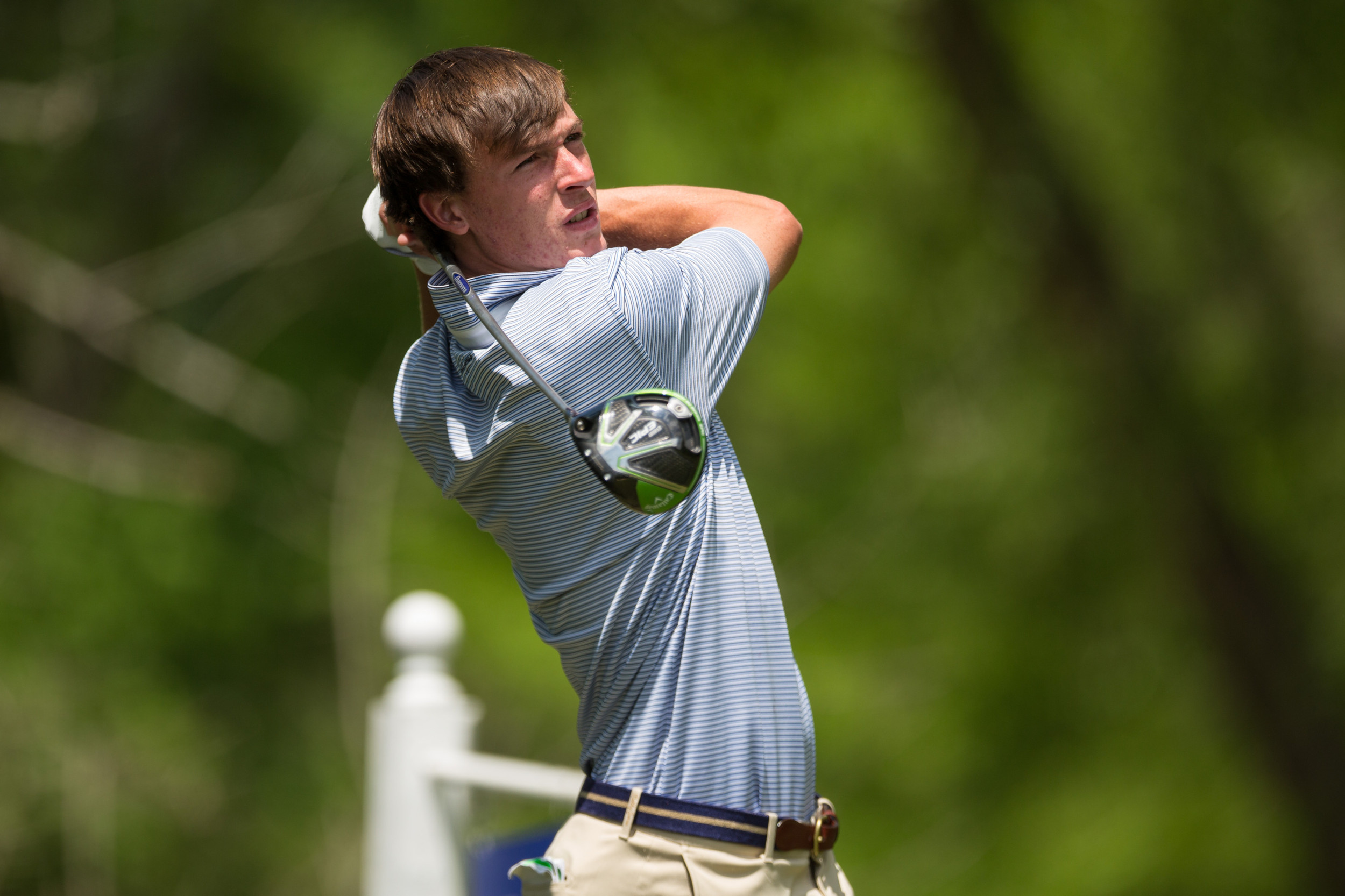 Luke Schniederjans during the first round of the ACC Men's Golf Championship, Musgrove Mill Golf Club, Clinton, S.C., April 21, 2017