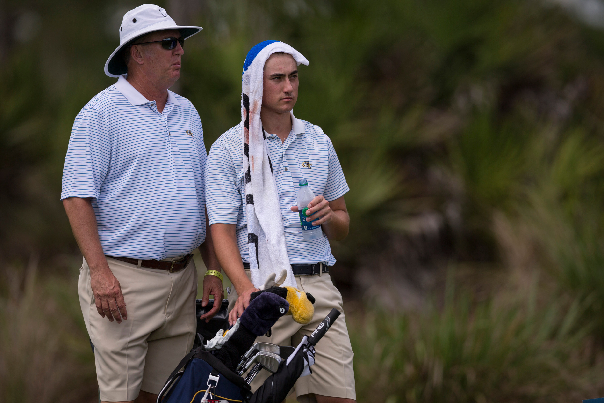 Head coach Bruce Heppler and Chris Petefish during the third round of the NCAA Championship, May 31, 2015, Bradendon, Fla.