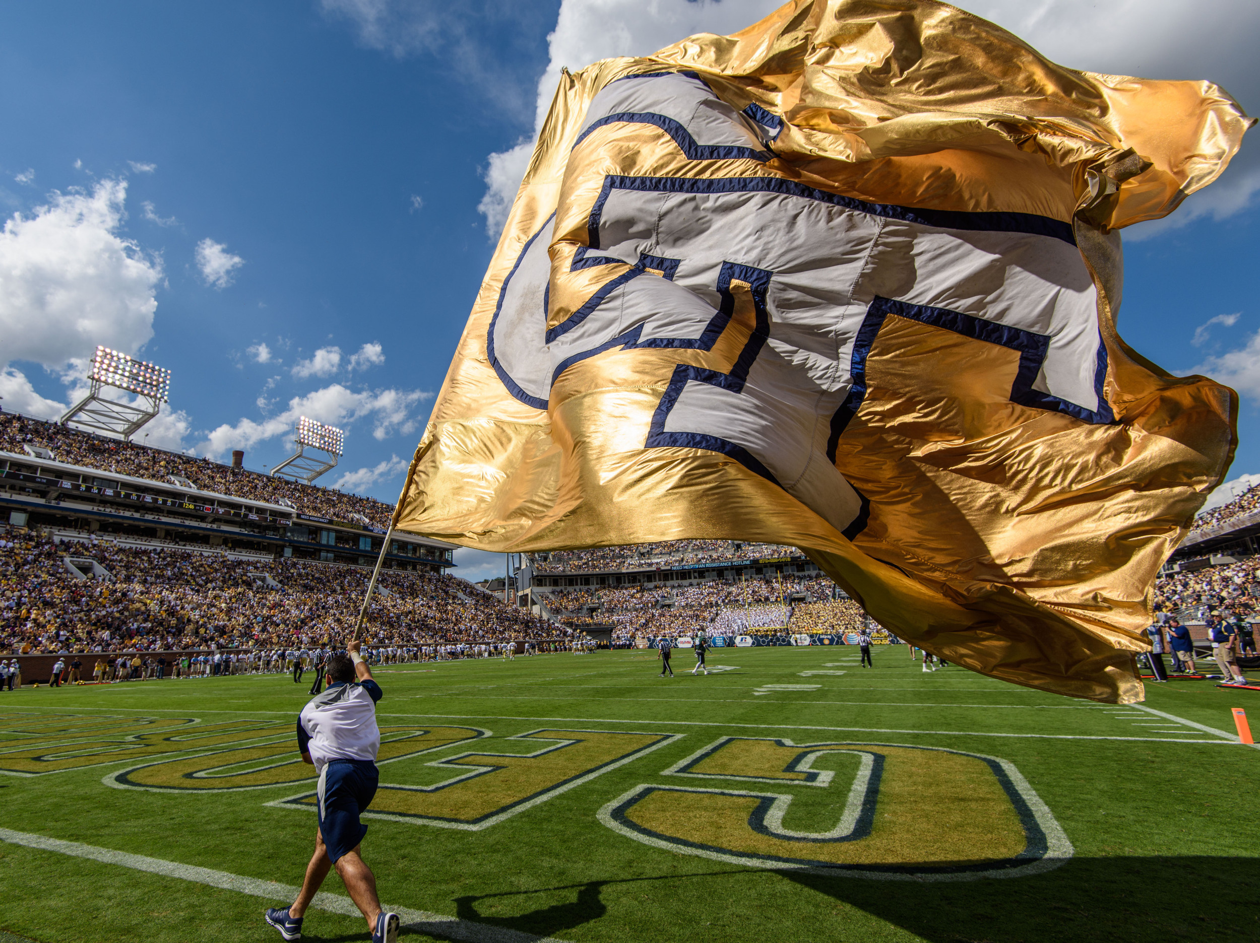The GT flag flies after a GT touchdown!