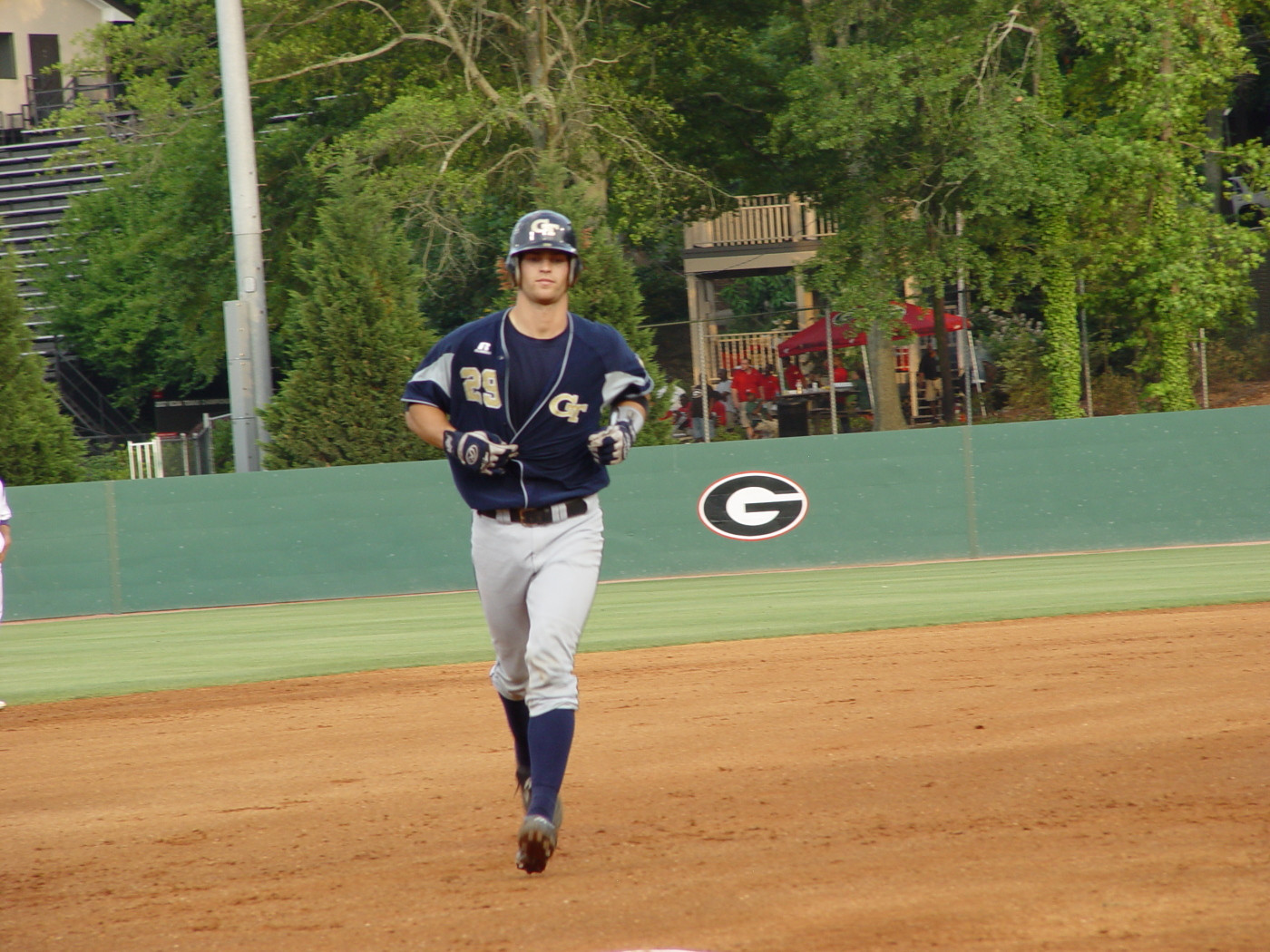 Jason Haniger rounds the bases after hitting a three-run homer in the second inning of Tech's NCAA regional game vs. Lipscomb, May 31, 2008.