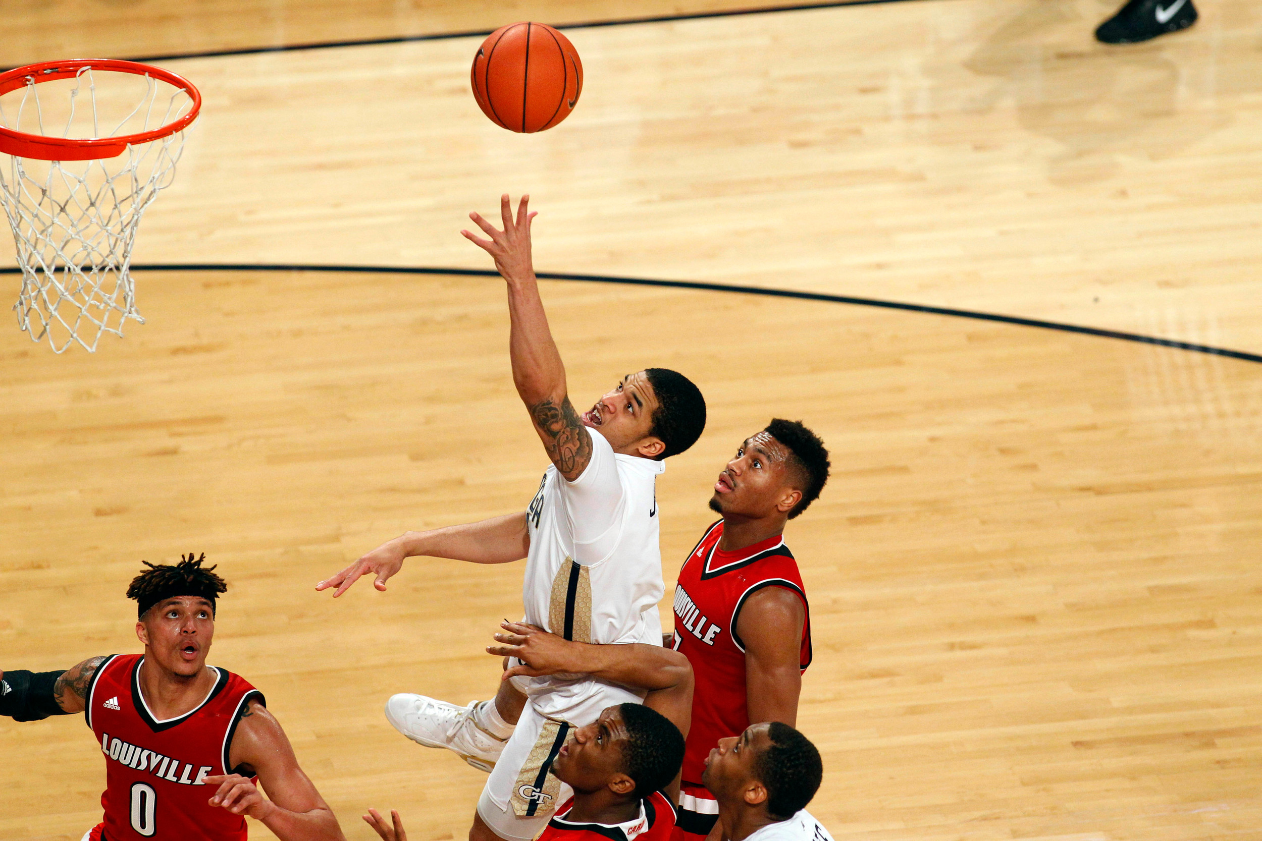 Jan 23, 2016; Atlanta, GA, USA; Georgia Tech Yellow Jackets guard Tadric Jackson (1) shoots the ball. Credit: Brett Davis-USA TODAY Sports