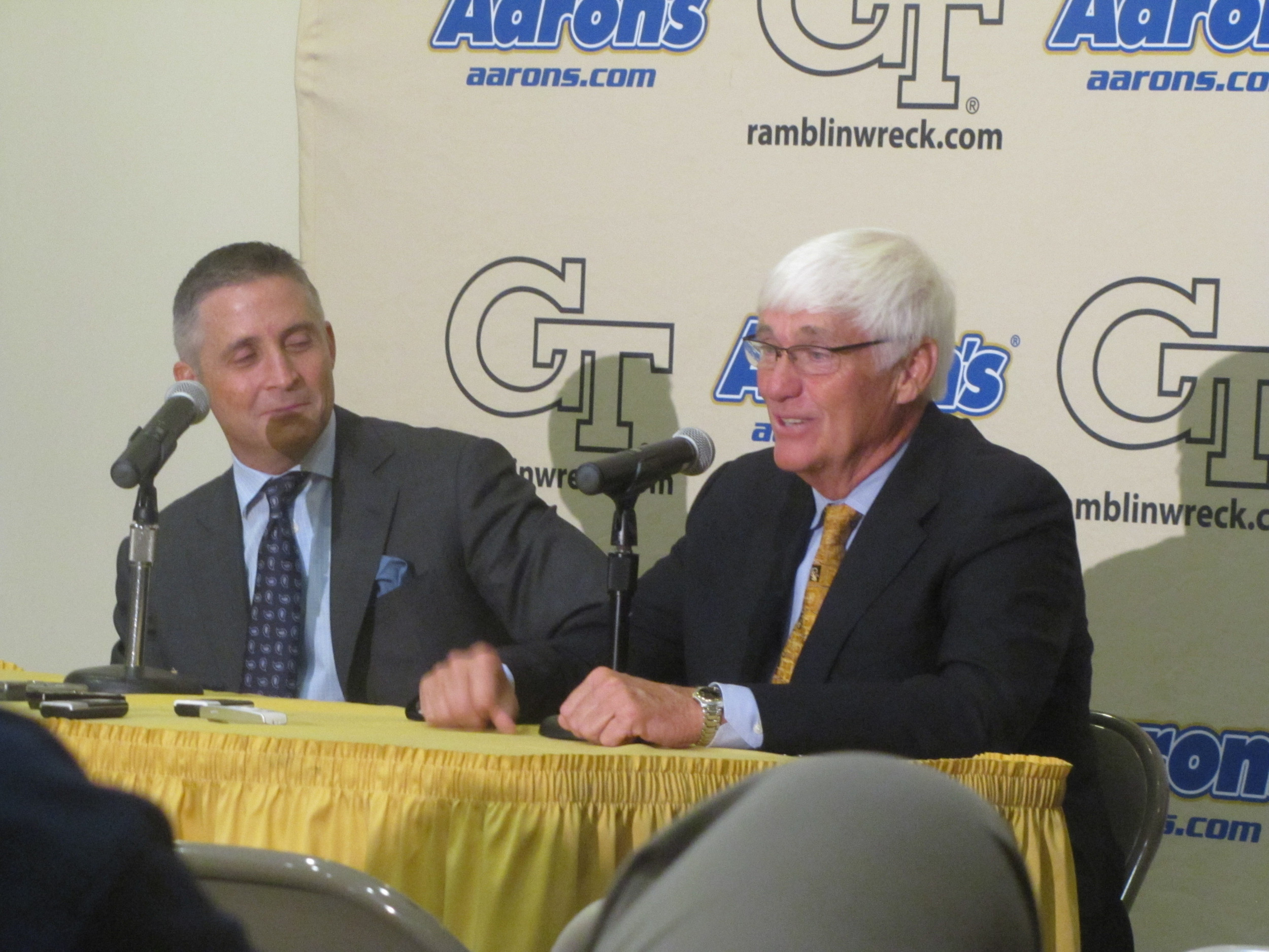 Brian Gregory and Bobby Cremins meet the media on Aug. 22.