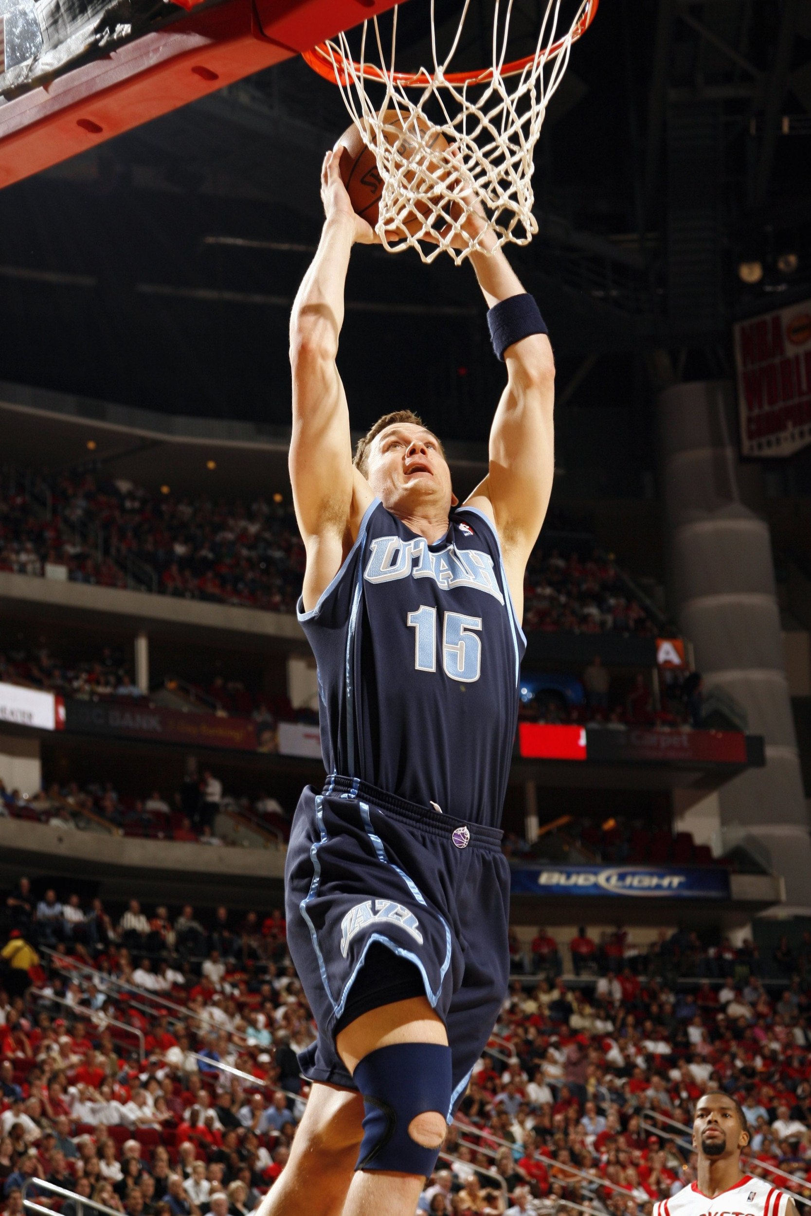 HOUSTON - APRIL 21: Matt Harpring #15 of the Utah Jazz takes the ball to the basket in Game Two of the Western Conference Quarterfinals during the 2008 NBA Playoffs against the Houston Rockets at the Toyota Center on April 21, 2008 in Houston, Texas. The Jazz won 90-84. NOTE TO USER: User expressly acknowledges and agrees that, by downloading and/or using this photograph, User is consenting to the terms and conditions of the Images License Agreement. Mandatory Copyright Notice: Copyright 2008 NBAE (Photo by Bill Baptist/NBAE via Getty Images)