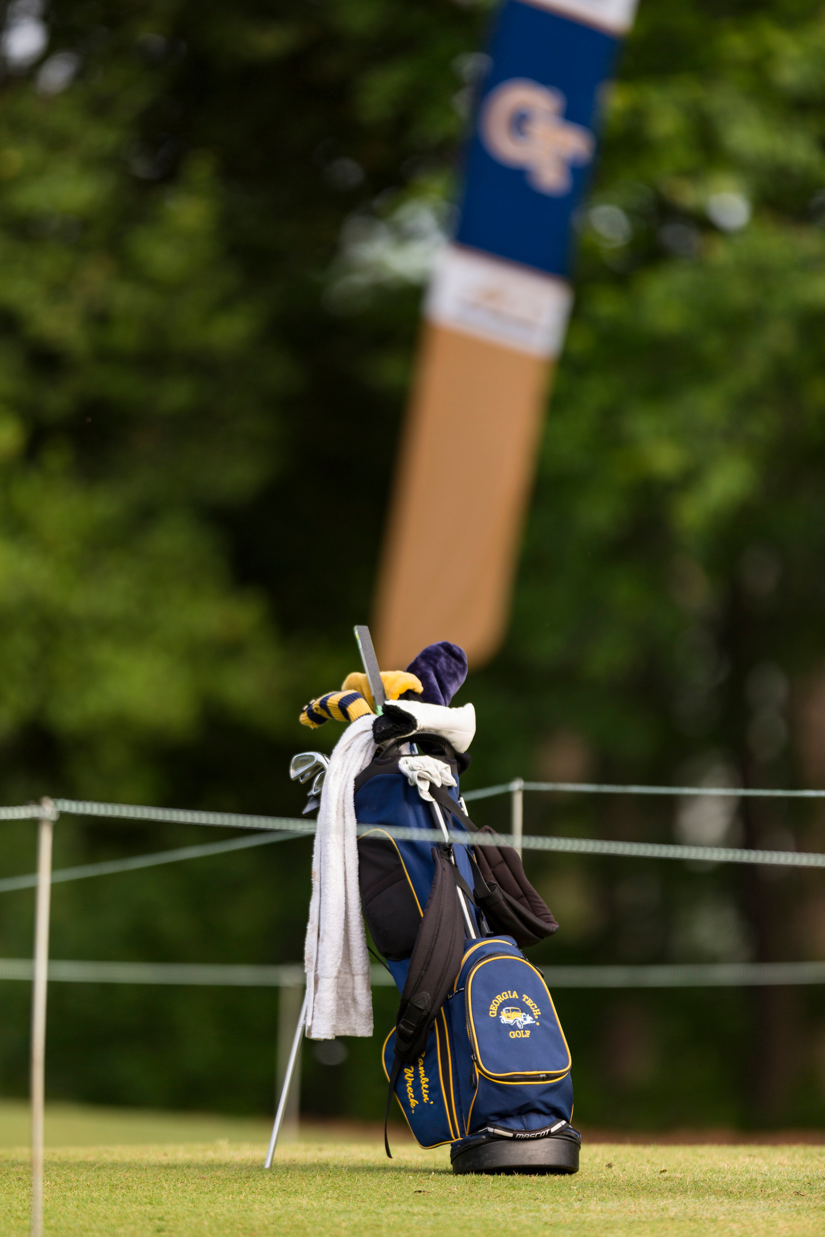 GT banner flying during the third round of the ACC Golf Championship, April 24, 2016, at the Old North State Club, New London, N.C.