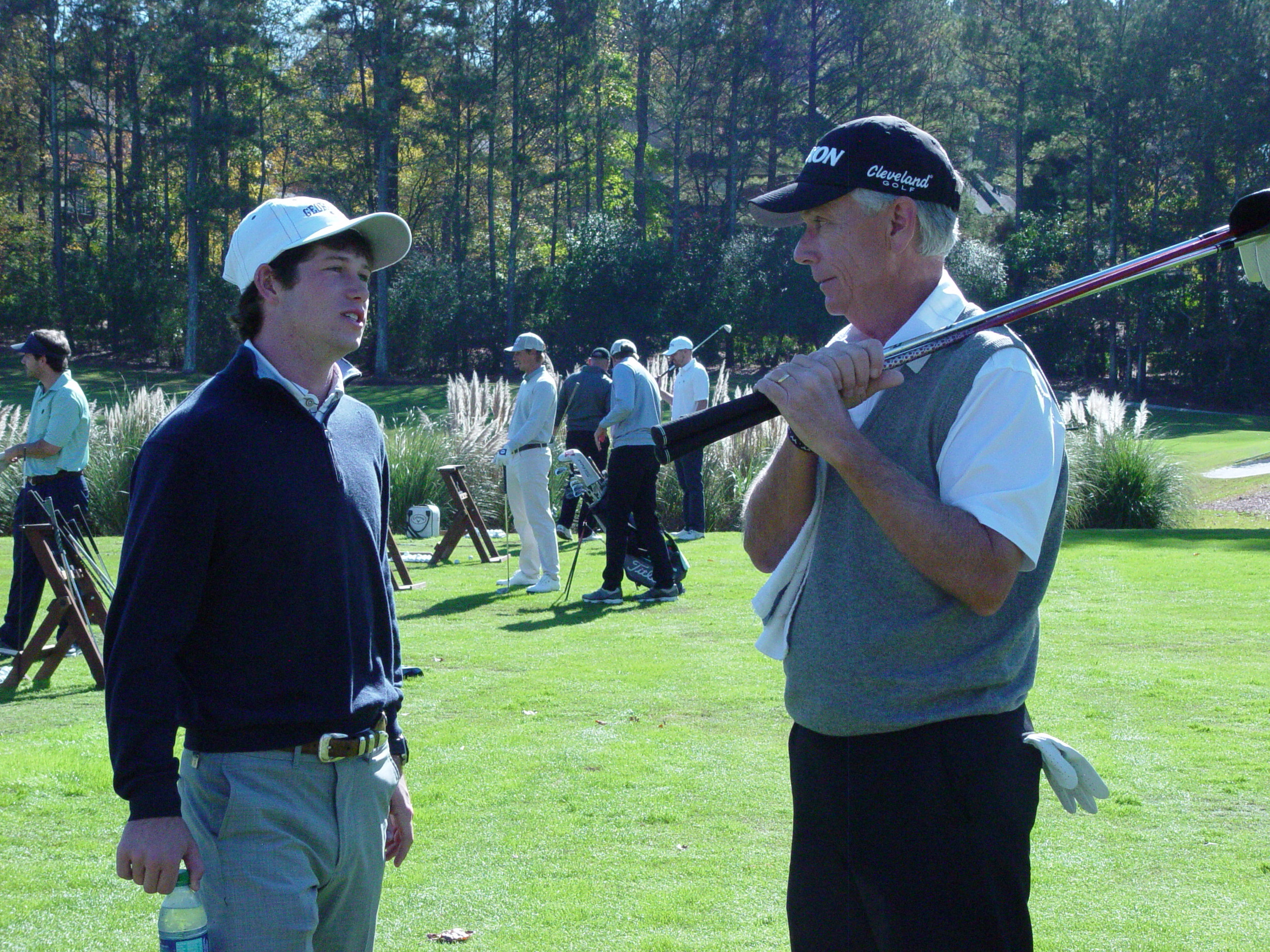 Current senior James Clark and fotrmer Jacket Larry Mize, both from Columbus, Ga., at the Ramblin' Wreck Cup, November 12, 2017