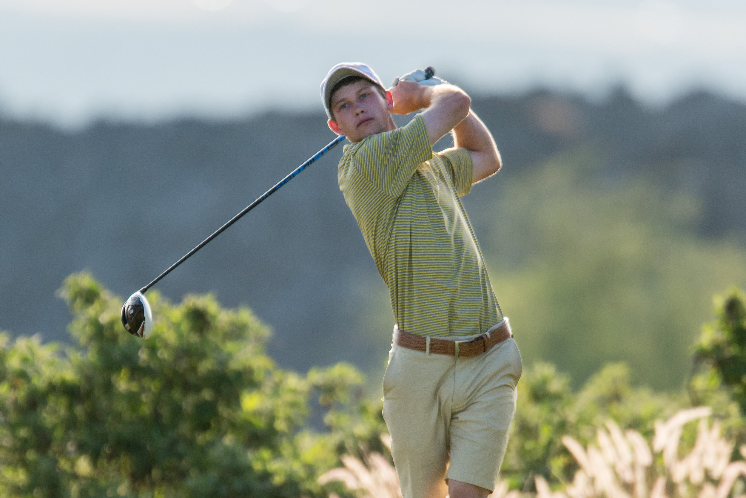 WAIKOLOA, HI - February 4, 2016: James Clark of the Georgia Tech Yellow Jackets Men's Golf Team competing at the Amer Ari Intercollegiate Invitational at the Kings Course at the Waikoloa Golf Club.