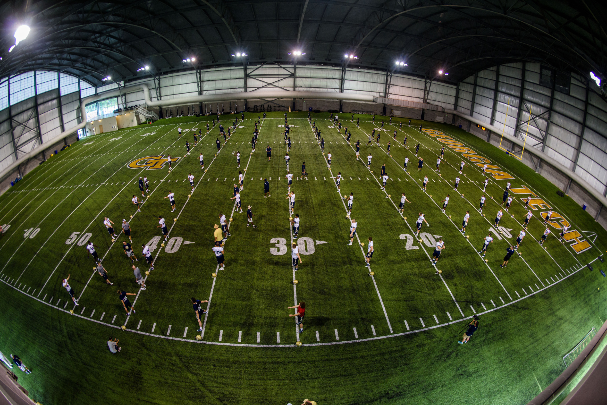 The team stretches before the start of the first practice of #GTCAMP15