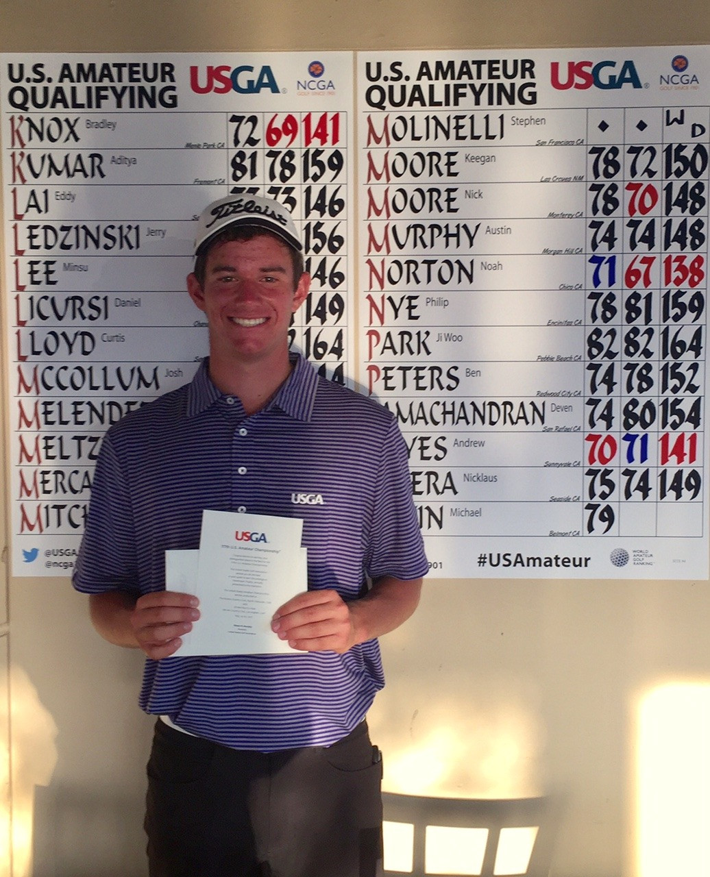 Noah Norton advanced from the U.S. Amateur qualifier in Sunnyside, Calif.