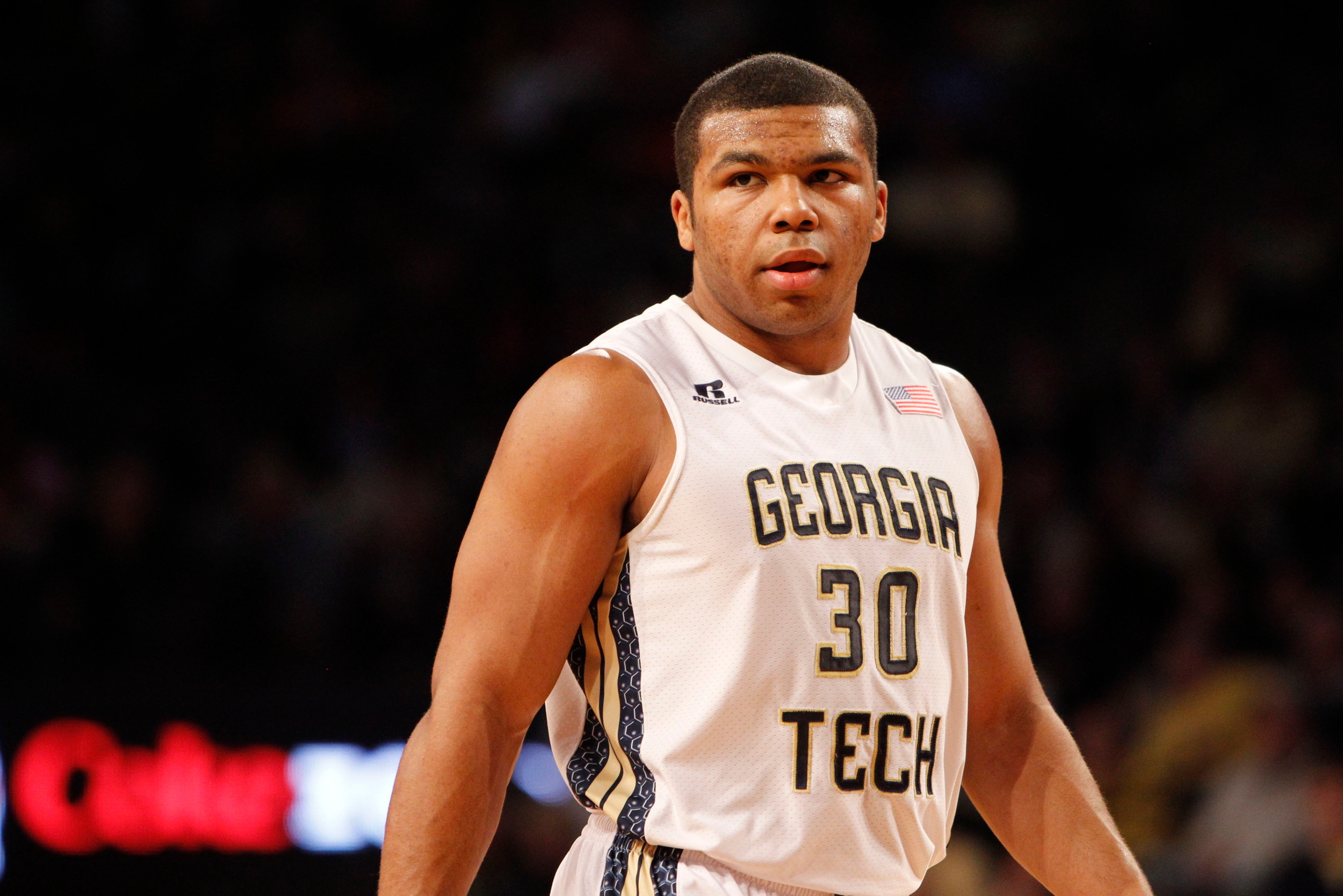 Feb 8, 2014; Atlanta, GA, USA; Georgia Tech Yellow Jackets guard Corey Heyward (30) in action against the Virginia Cavaliers in the second half at Hank McCamish Pavilion. Virginia defeated Georgia Tech 64-45. Mandatory Credit: Brett Davis-USA TODAY Sports