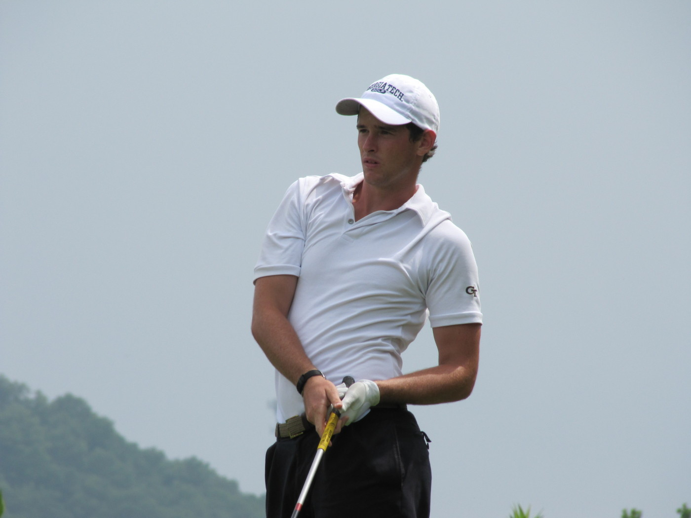Kyle Scott watches the flight of his tee shot at No. 15 during Round 1 of the 2010 NCAA Golf Championship, June 1, 2010.