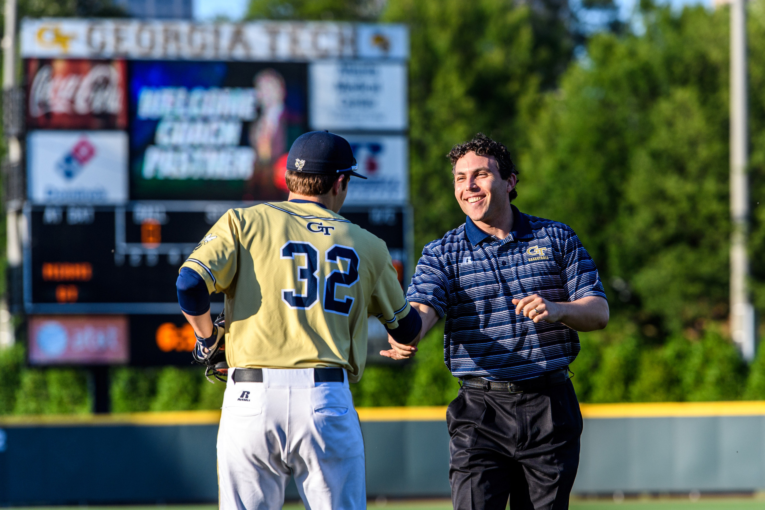 Head Men's Basketball Coach Josh Pastner threw out the first pitch