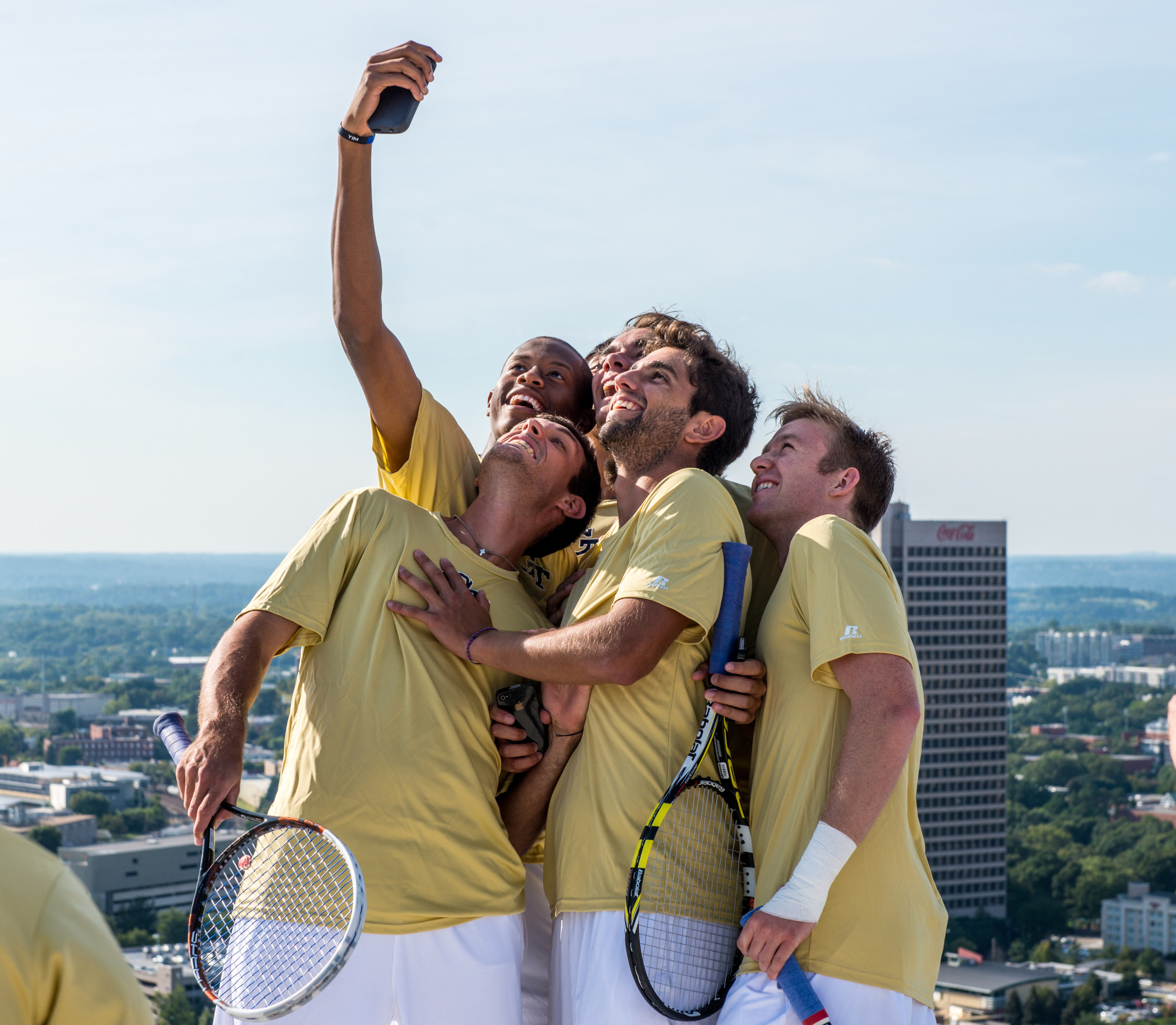 Georgia Tech men's tennis shoot on top of the W Hotel in downtown Atlanta - Christopher Eubanks, Elijah Melendez, Eduardo Segura, Carloa Benito, Casey Kay
