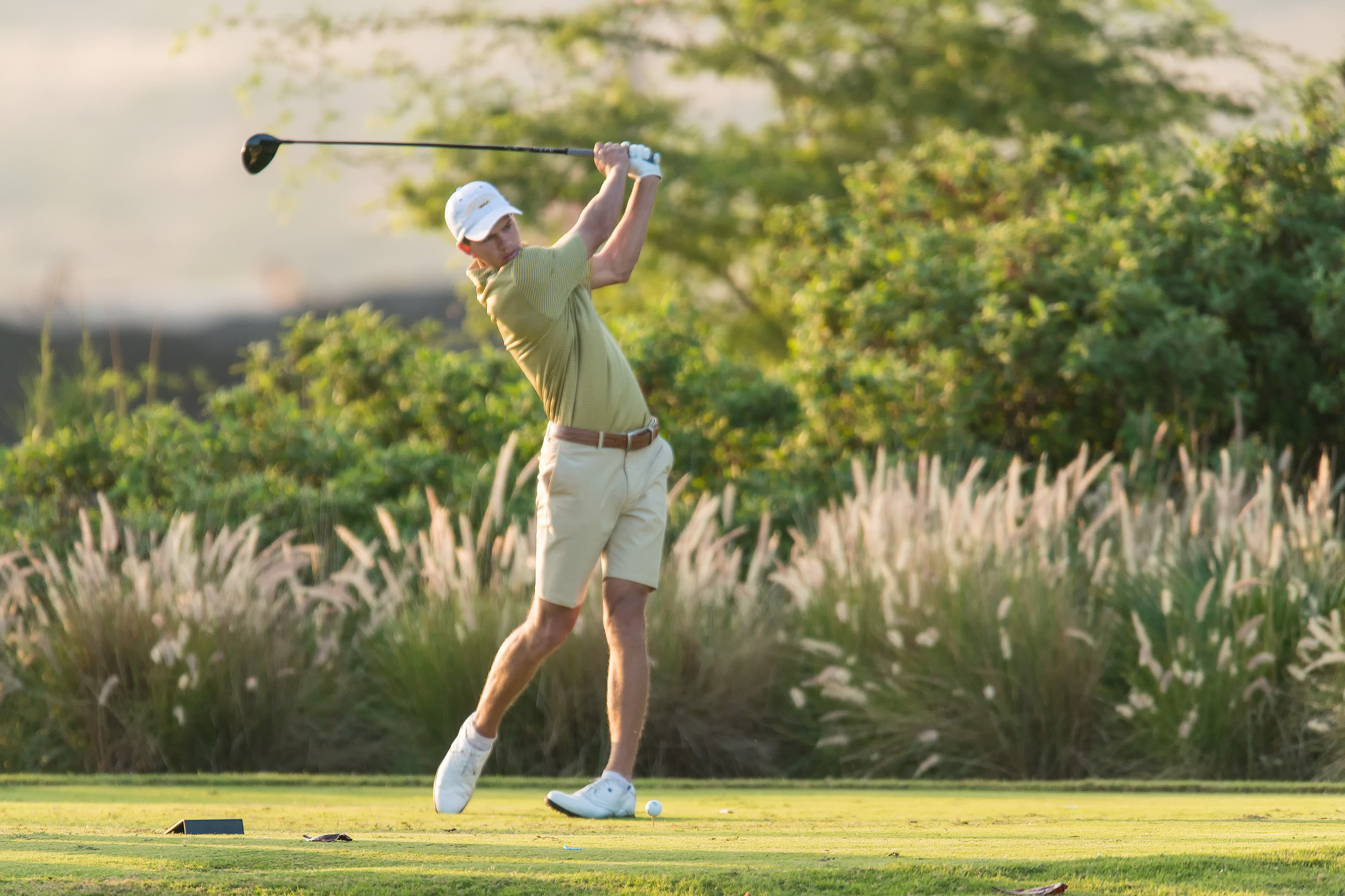 WAIKOLOA, HI - February 4, 2016: Michael Hines of the Georgia Tech Yellow Jackets Men's Golf Team competing at the Amer Ari Intercollegiate Invitational at the Kings Course at the Waikoloa Golf Club.