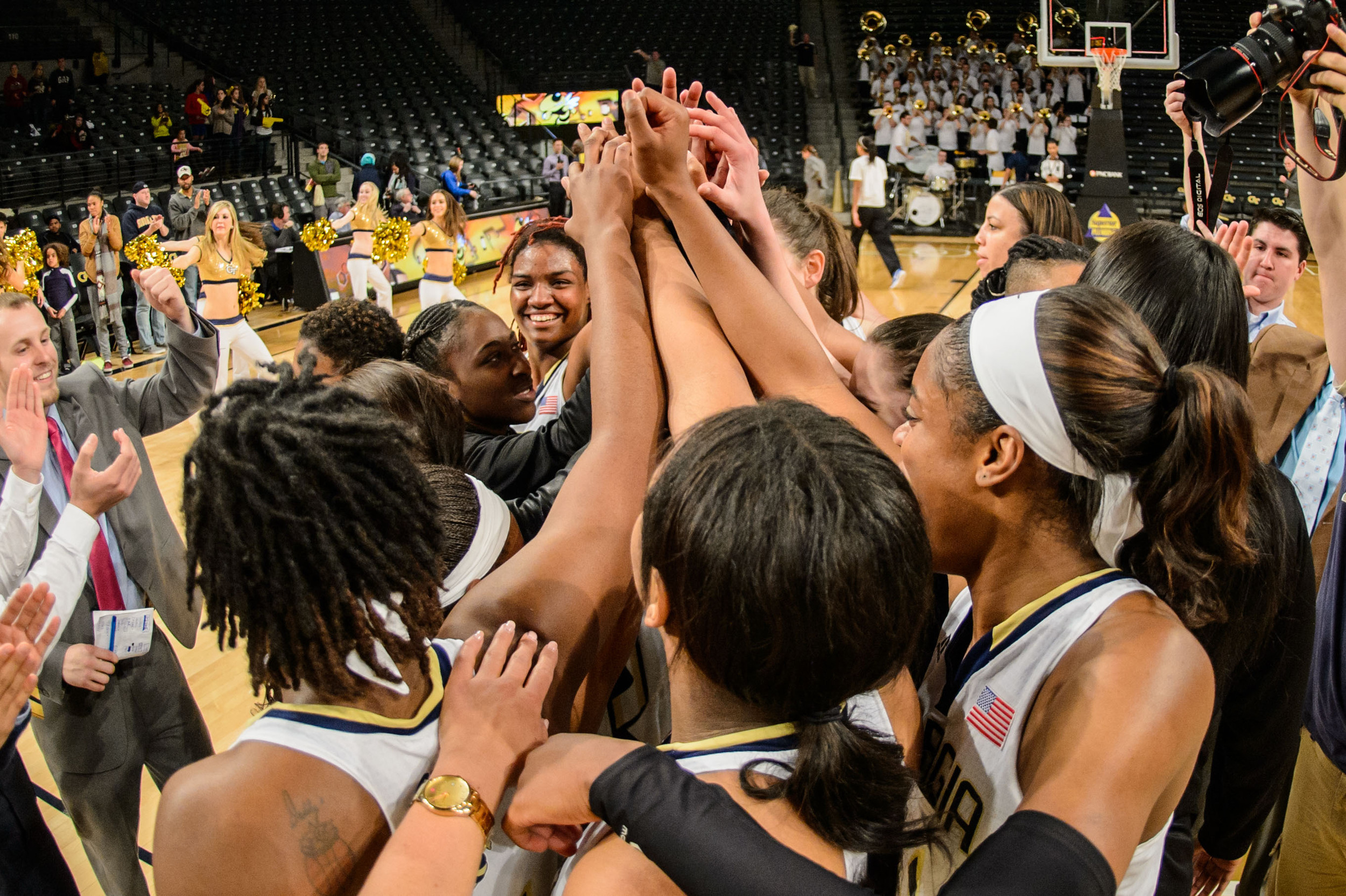 Team huddle after the win over #16 Duke