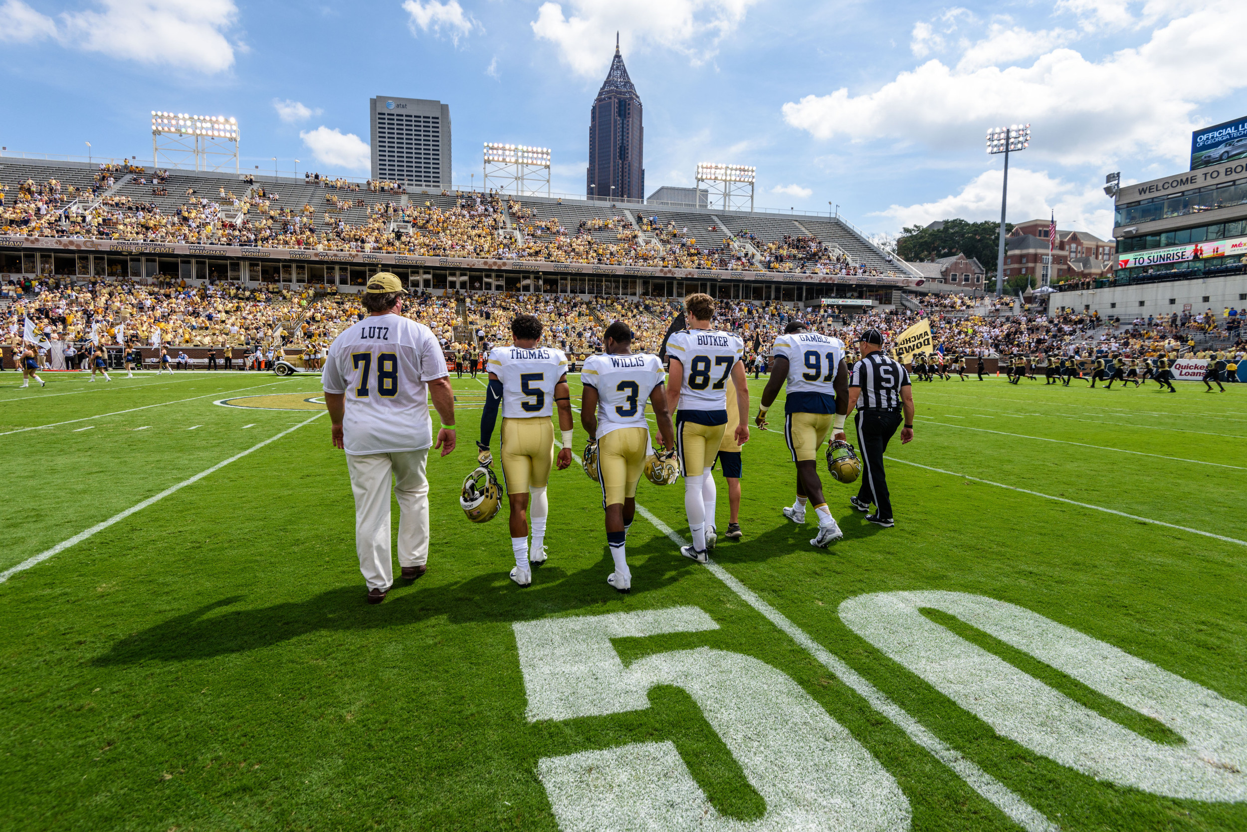 Tech team captains for the coin toss versus Vanderbilt on Sept. 17, 2016.