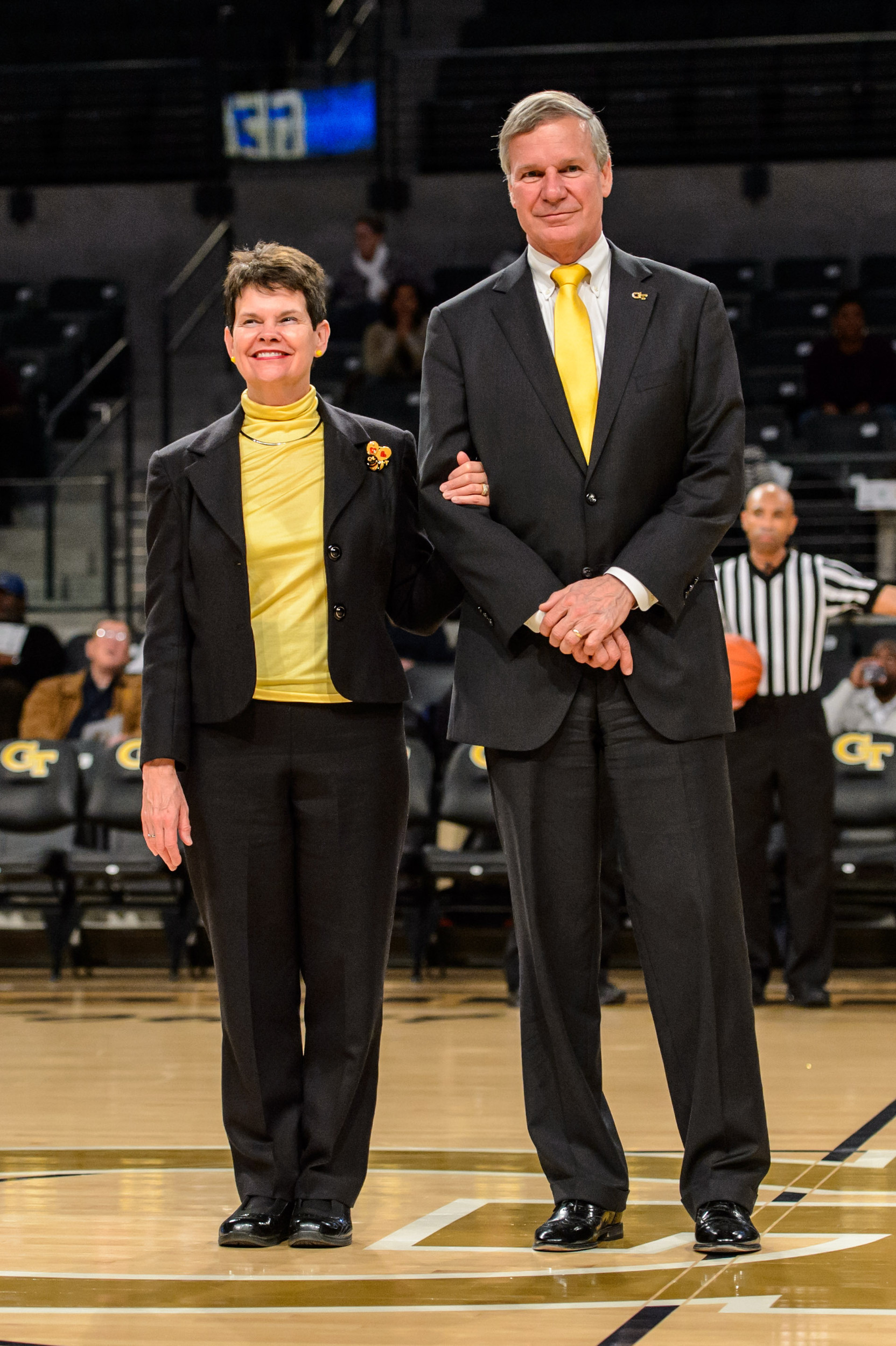 President Peterson and his wife, Val, were the guest coaches for tonight's game.