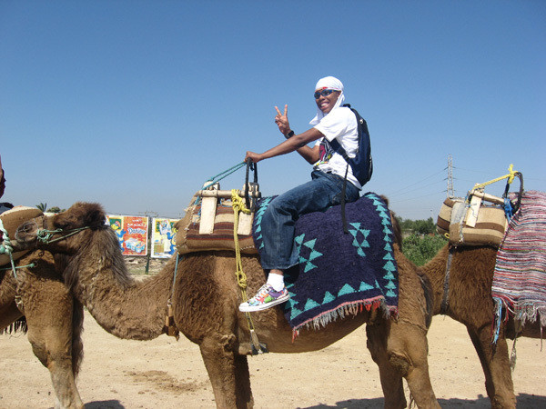 Deja Foster on a camel