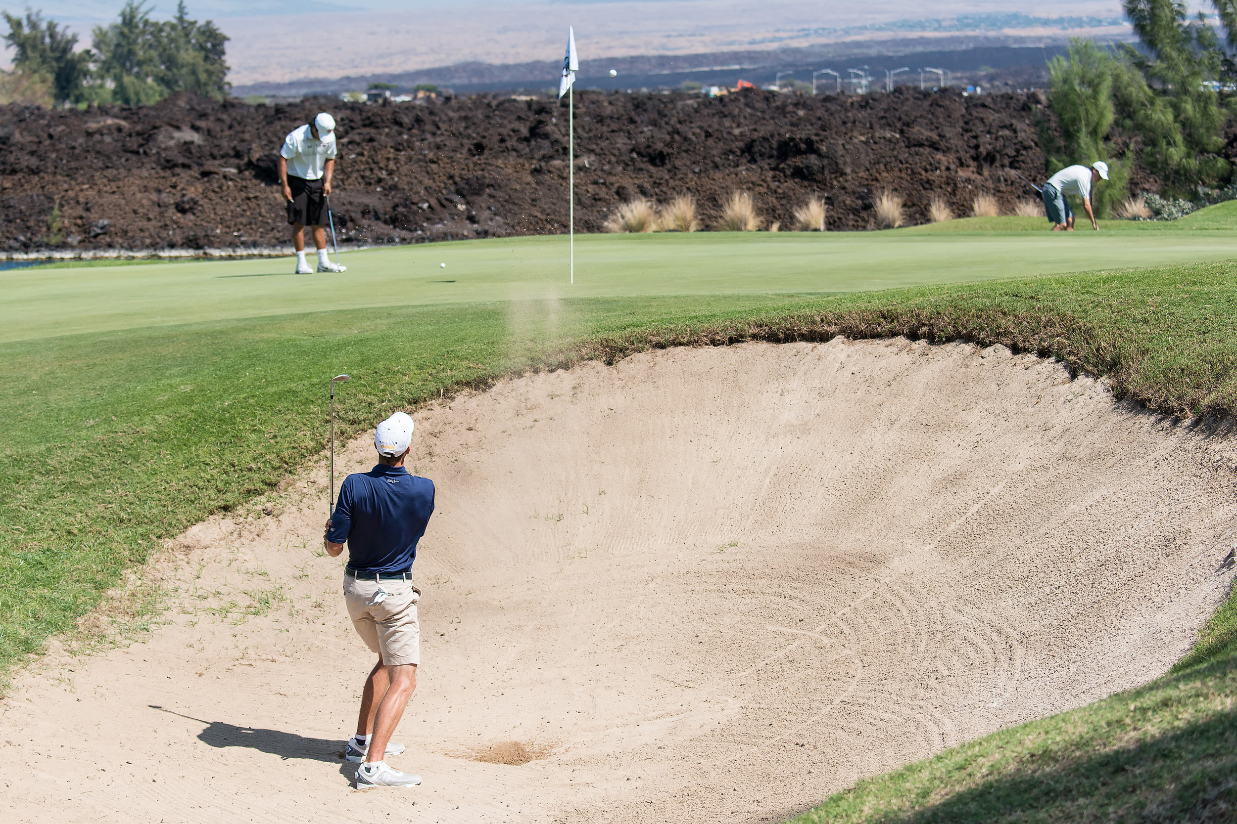 WAIKOLOA, HI - February 5, 2016: Michael Hines of the Georgia Tech Yellow Jackets Men's Golf Team competing at the Amer Ari Intercollegiate Invitational at the Kings Course at the Waikoloa Golf Club.