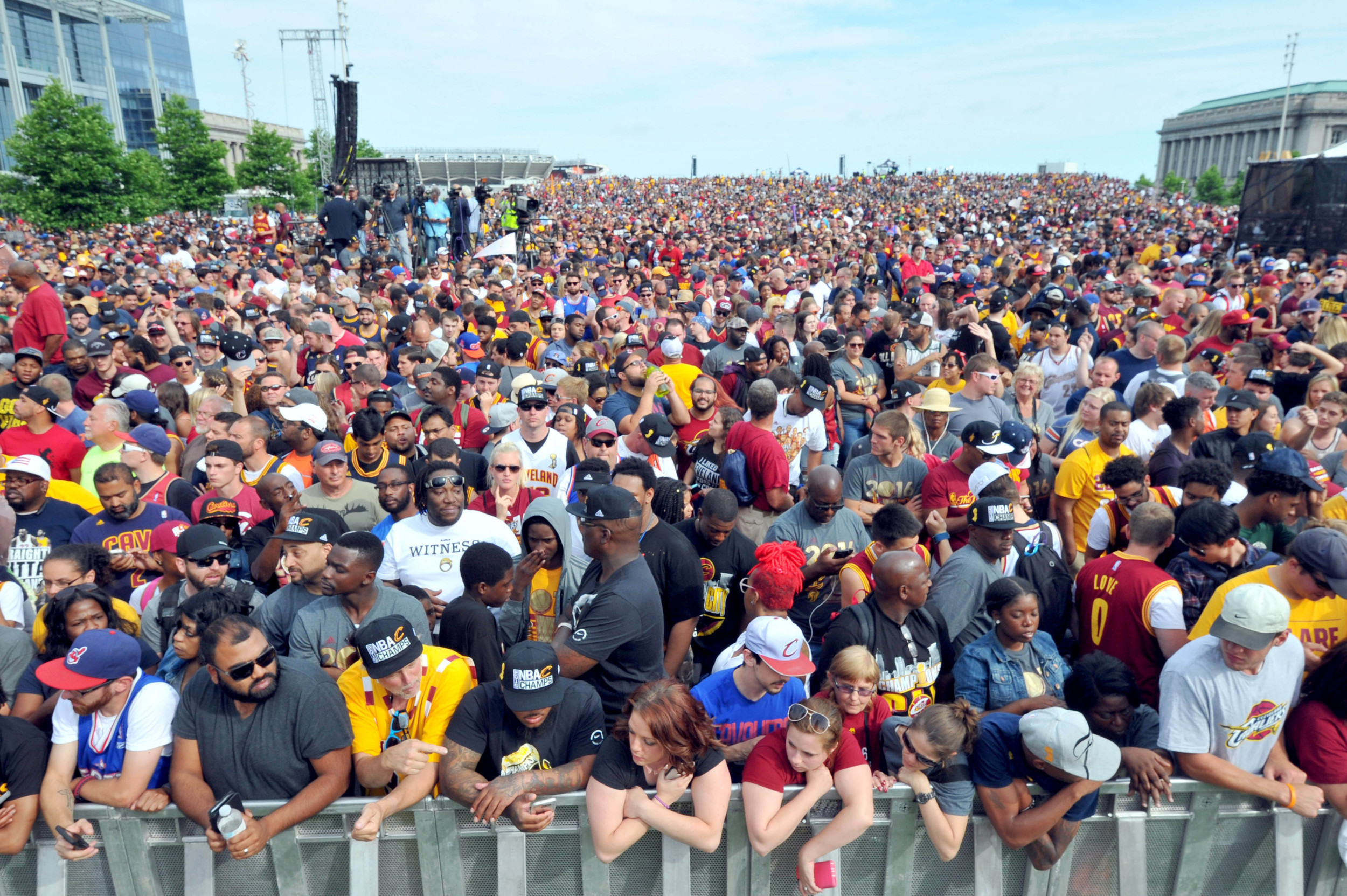 The crowd in Mall B before the Cleveland Cavaliers NBA championship parade in downtown Cleveland. Credit: Ken Blaze-USA TODAY Sports