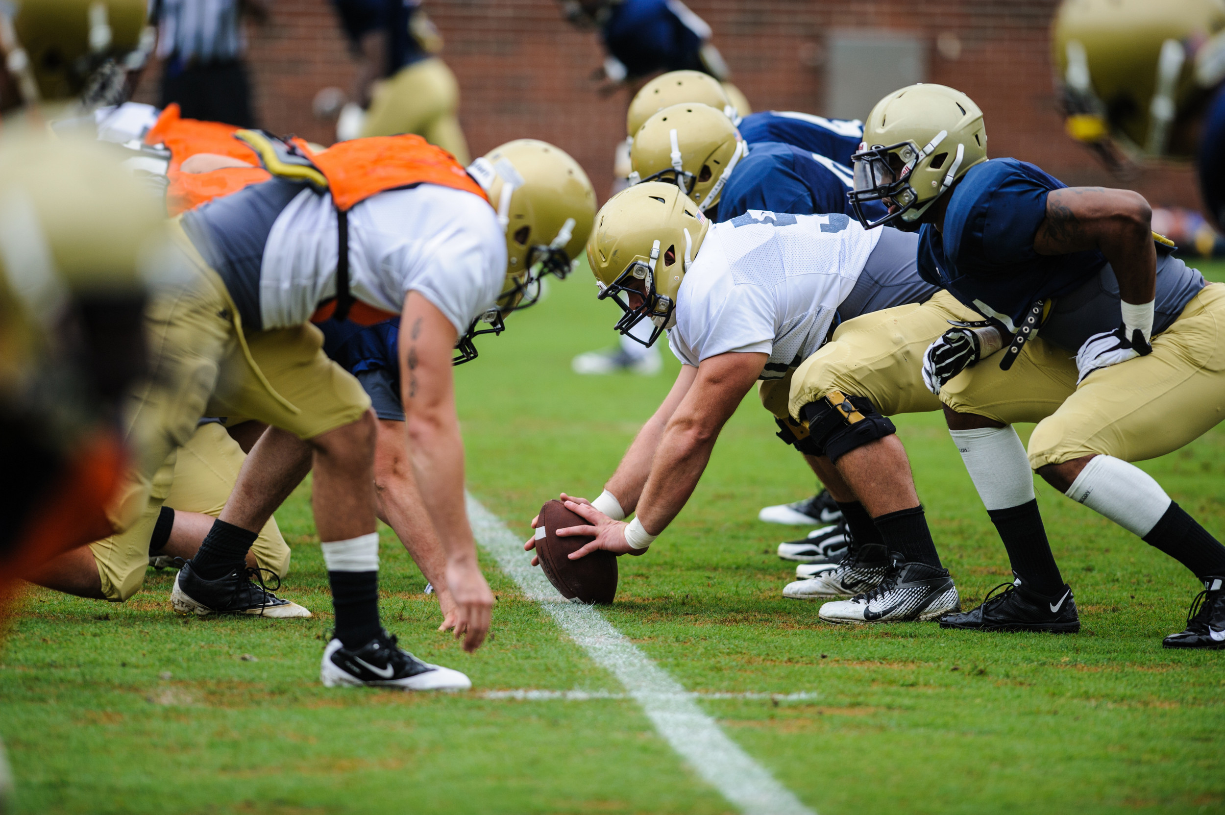 The team conducts special teams drills.