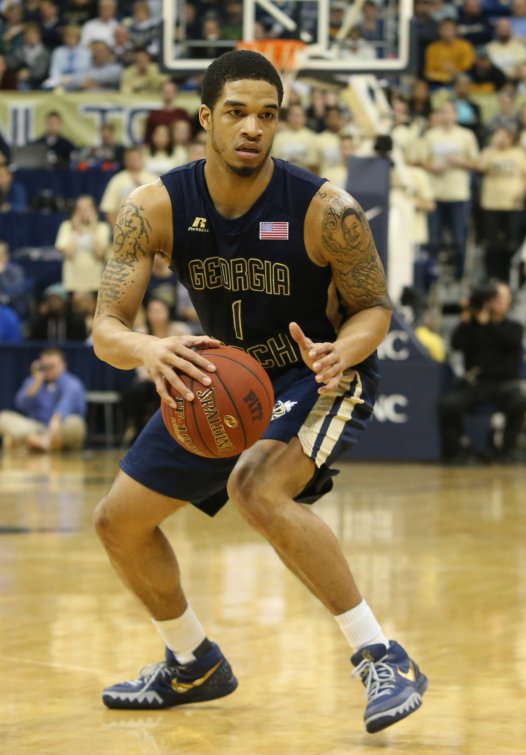 Jan 6, 2016; Pittsburgh, PA, USA; Georgia Tech Yellow Jackets guard Tadric Jackson (1) handles the ball. Credit: Charles LeClaire-USA TODAY Sports
