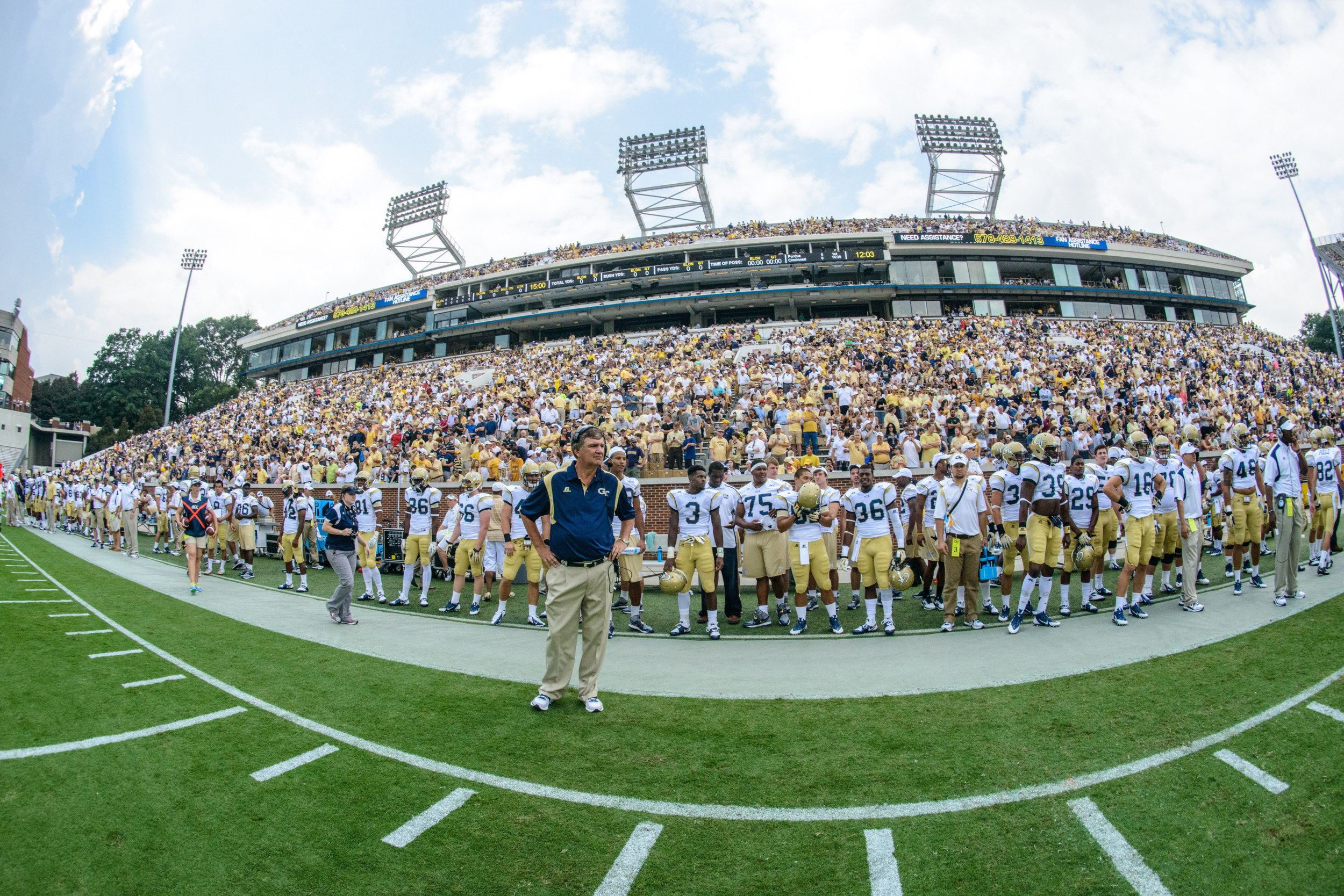 Paul Johnson awaits the start of the game.