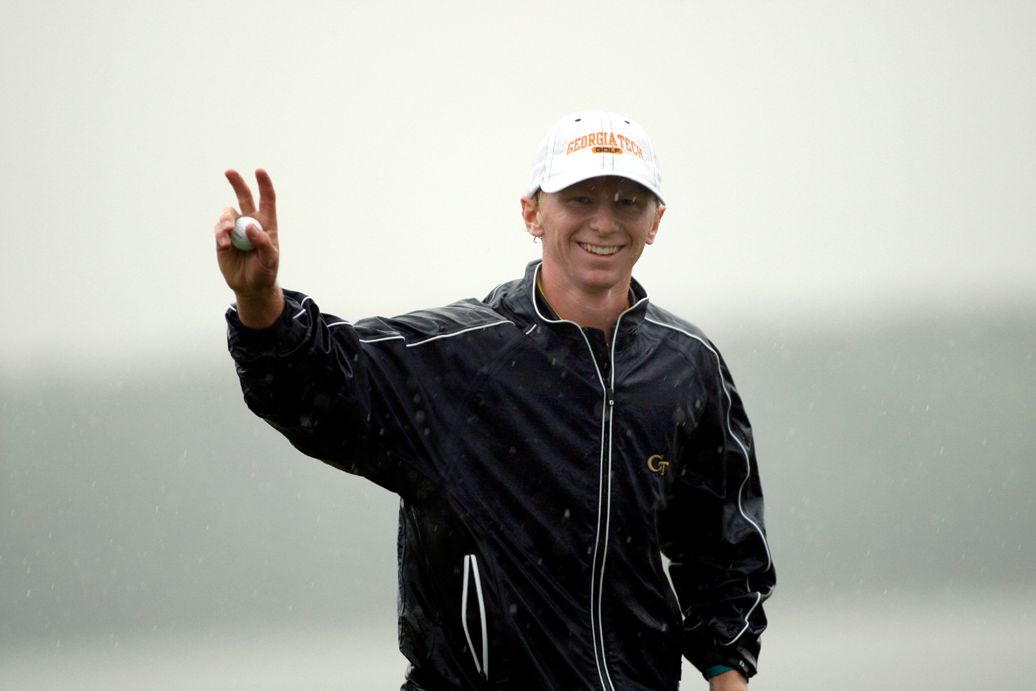 Anders Albertson of Georgia Tech reacts after winning the men's individual championship at the 2013 ACC Golf Championship in New London, N.C., Sunday, April 28, 2013. (Photo by Nell Redmond, theACC.com)