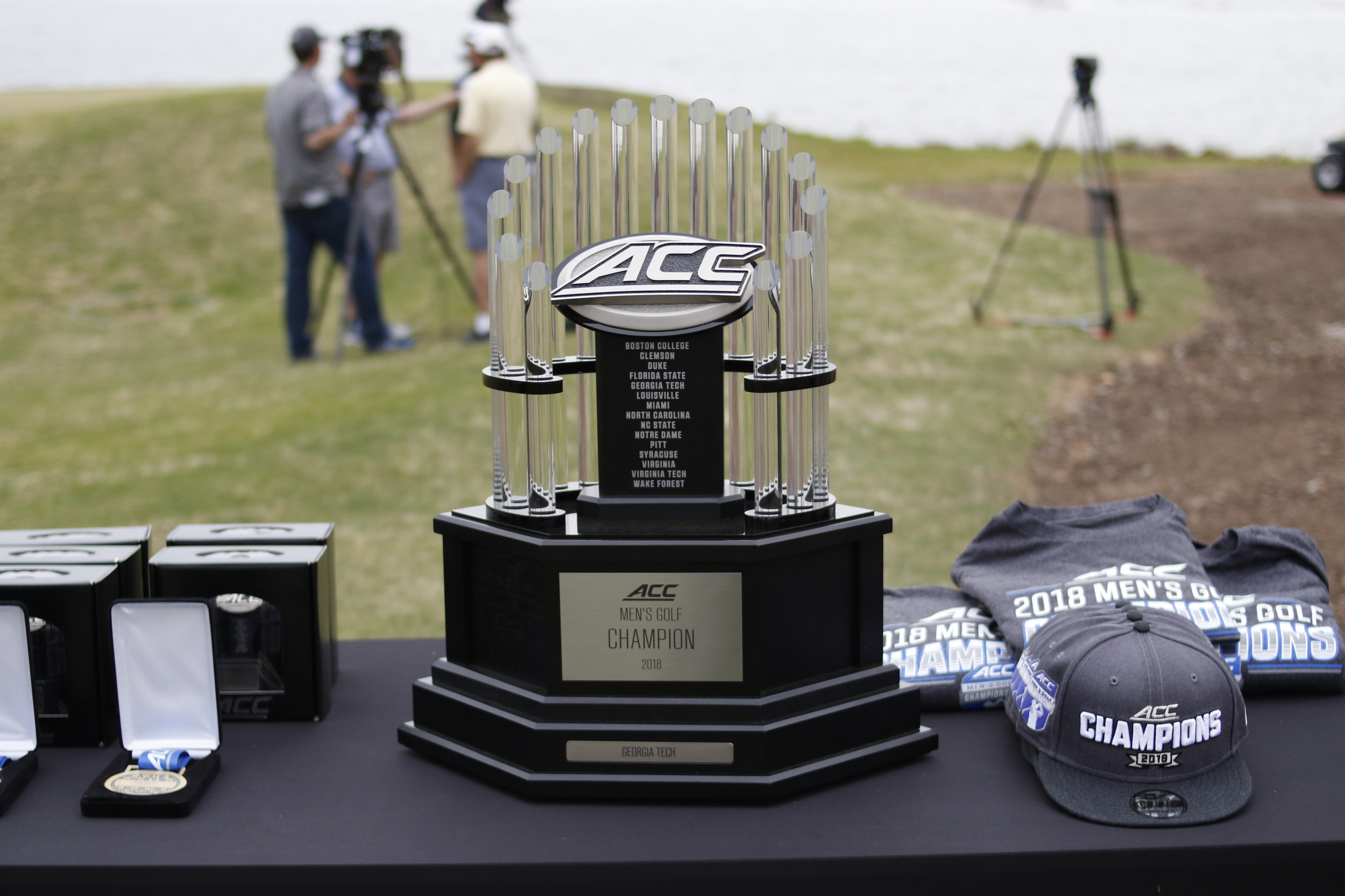 The ACC Championship trophy at the 2018 ACC Menâs Golf Championship in New London, N.C., Sunday April 22, 2018. (Photo by Nell Redmond, theACC.com)