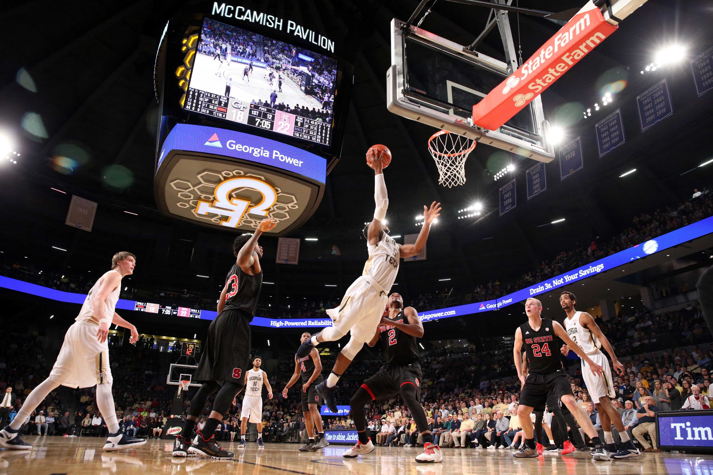 Guard Josh Okogie attempts a shot in the first half of their game against the North Carolina State Wolfpack. Credit: Jason Getz-USA TODAY Sports