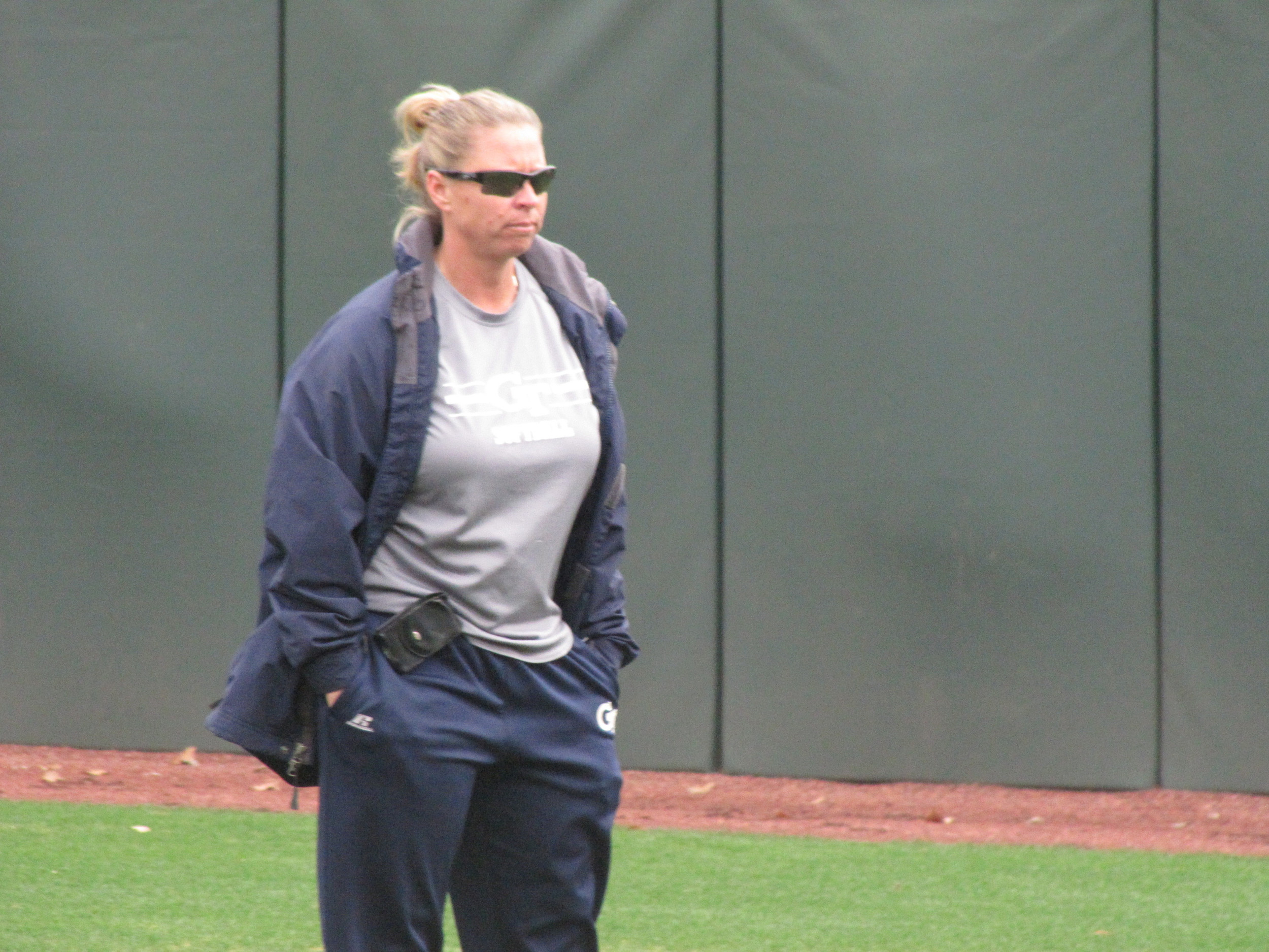 Head Coach Sharon Perkins keeps an eye on practice