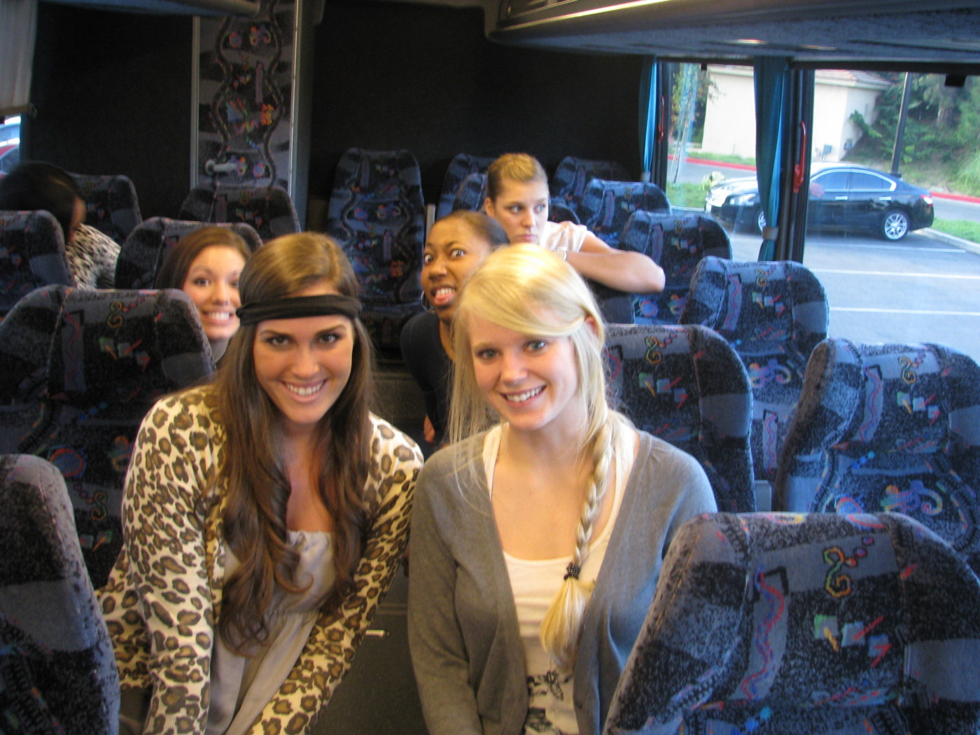 On the bus heading to Duke's in Malibu for dinner