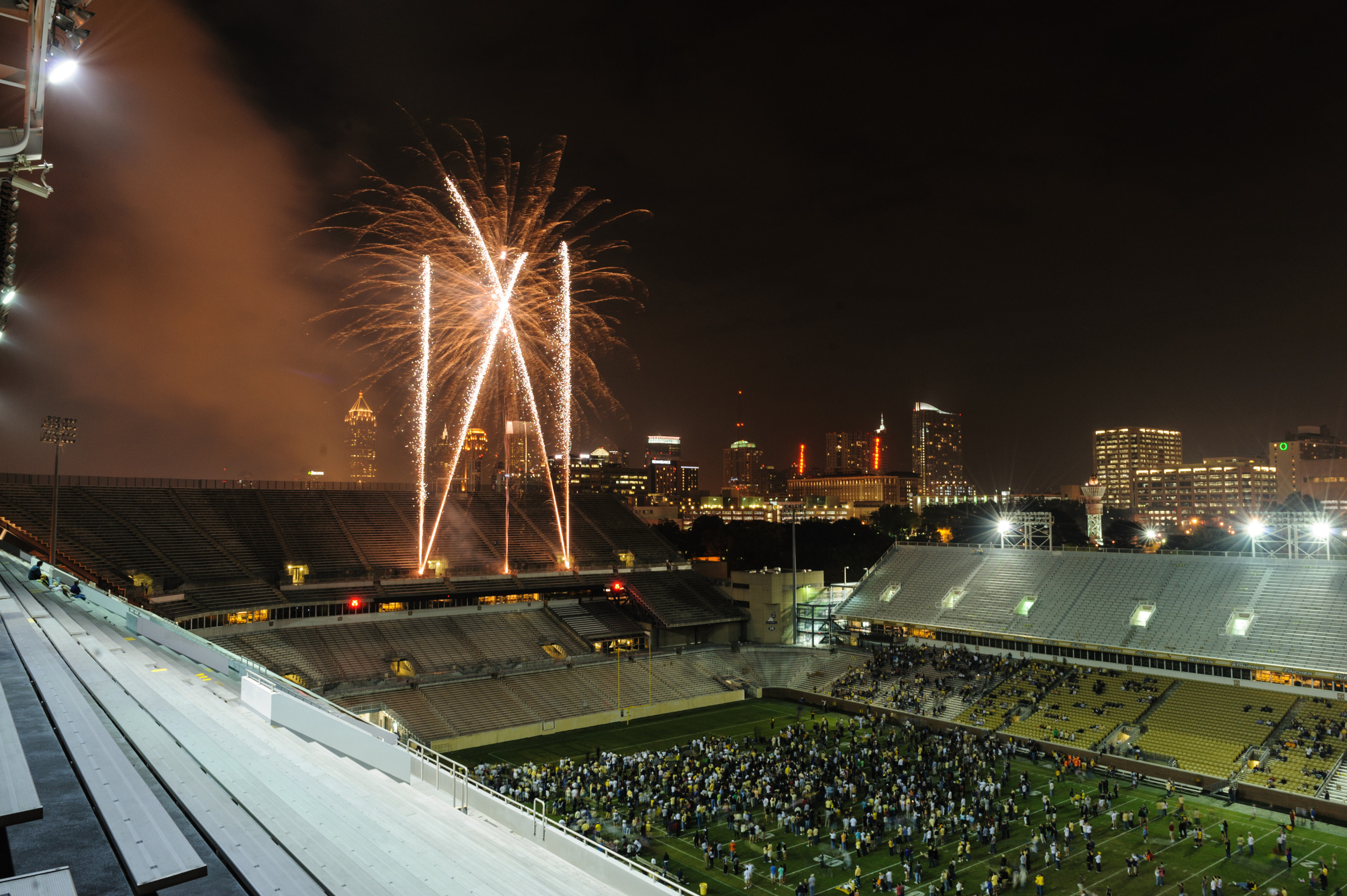 Fireworks over Bobby Dodd Stadium.