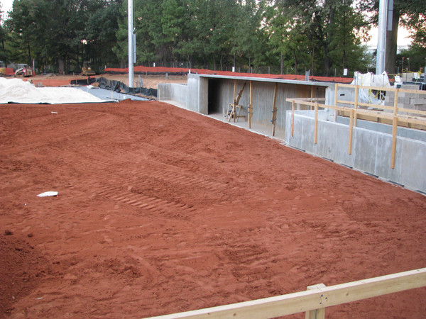Most of the infield dirt is already down.
