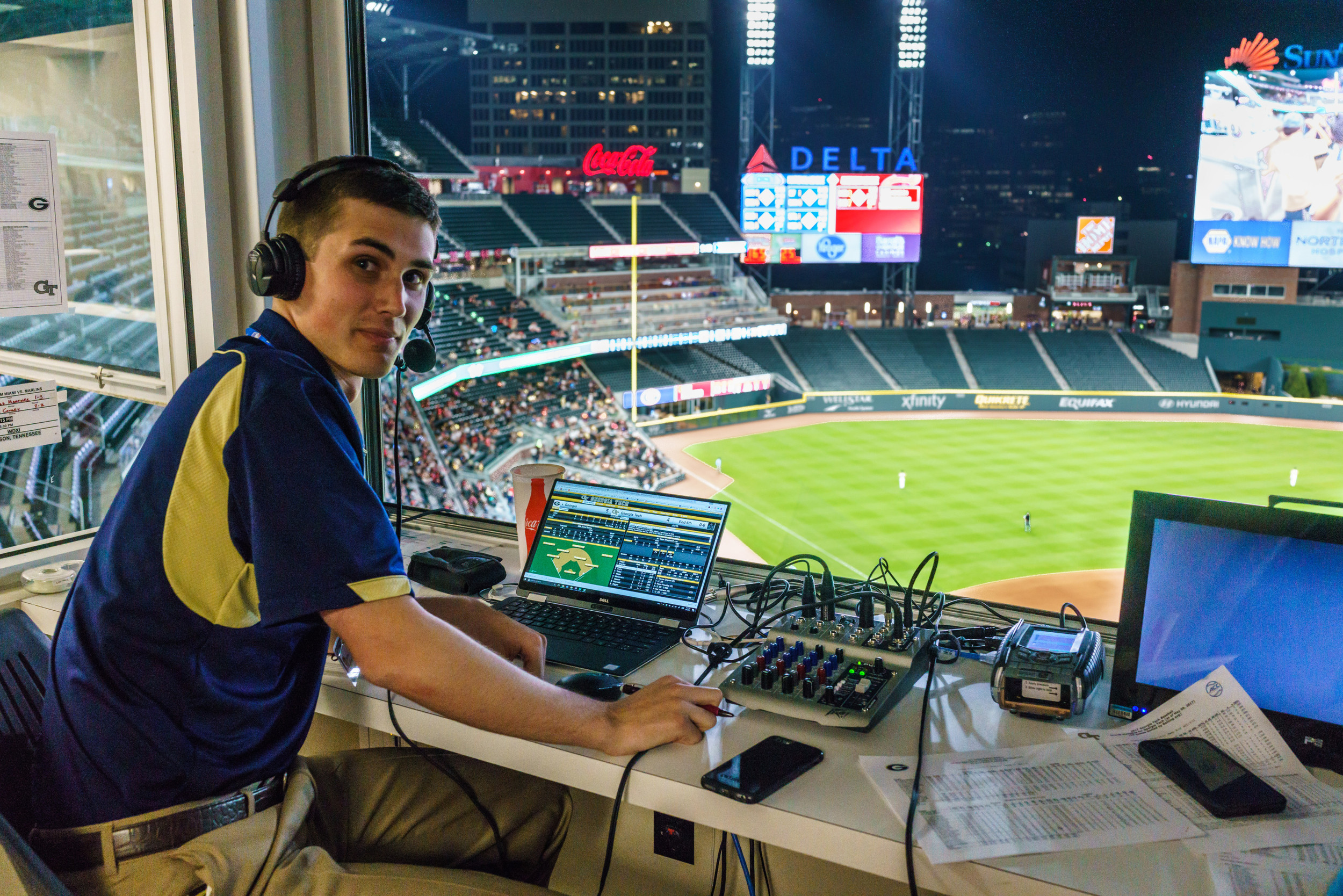 Wiley Ballard, calling the game for the Jackets on WREK