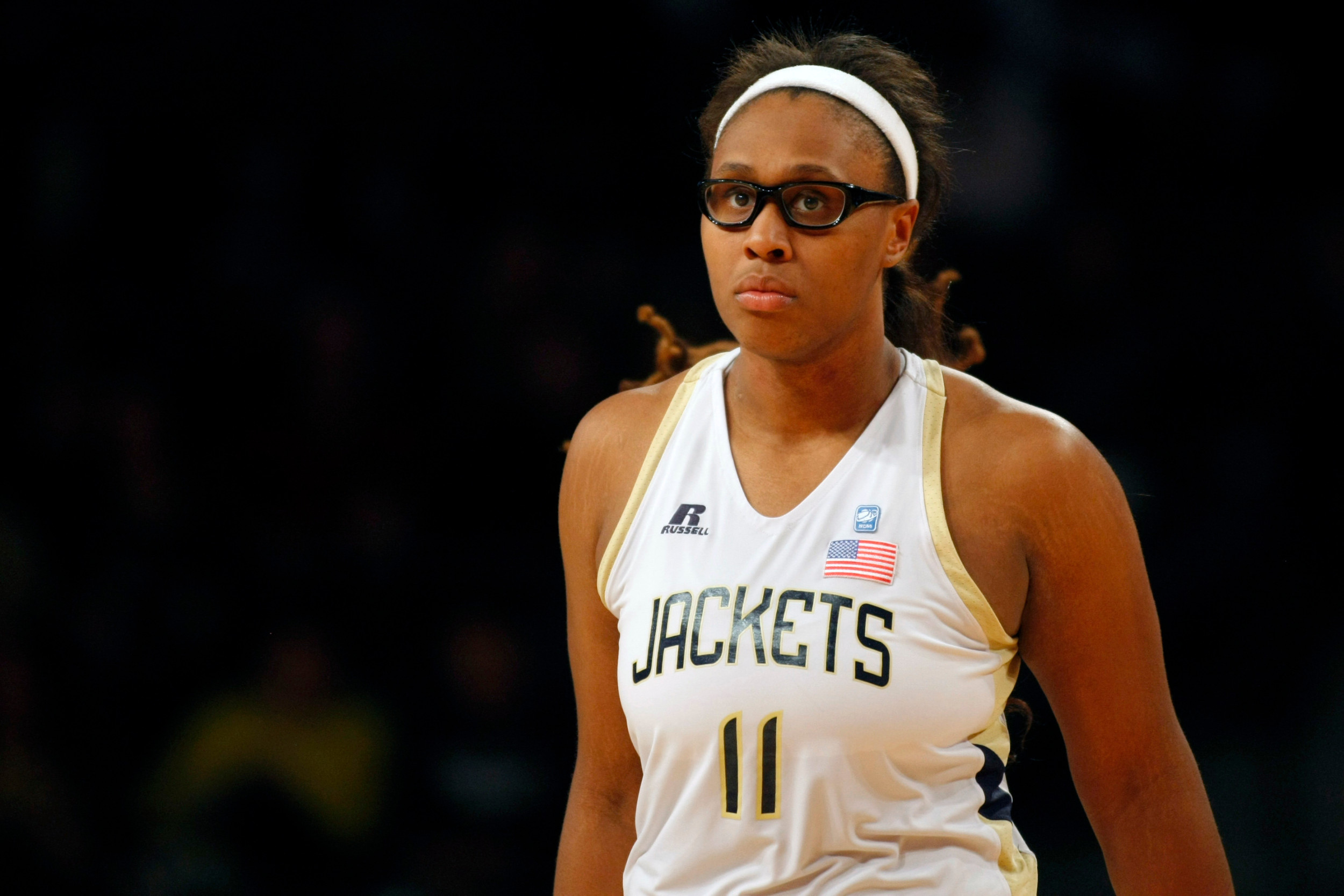 Jan 5, 2014; Atlanta, GA, USA; Yellow Jackets center Nariah Taylor (11) in action in the first half. Brett Davis-USA TODAY Sports