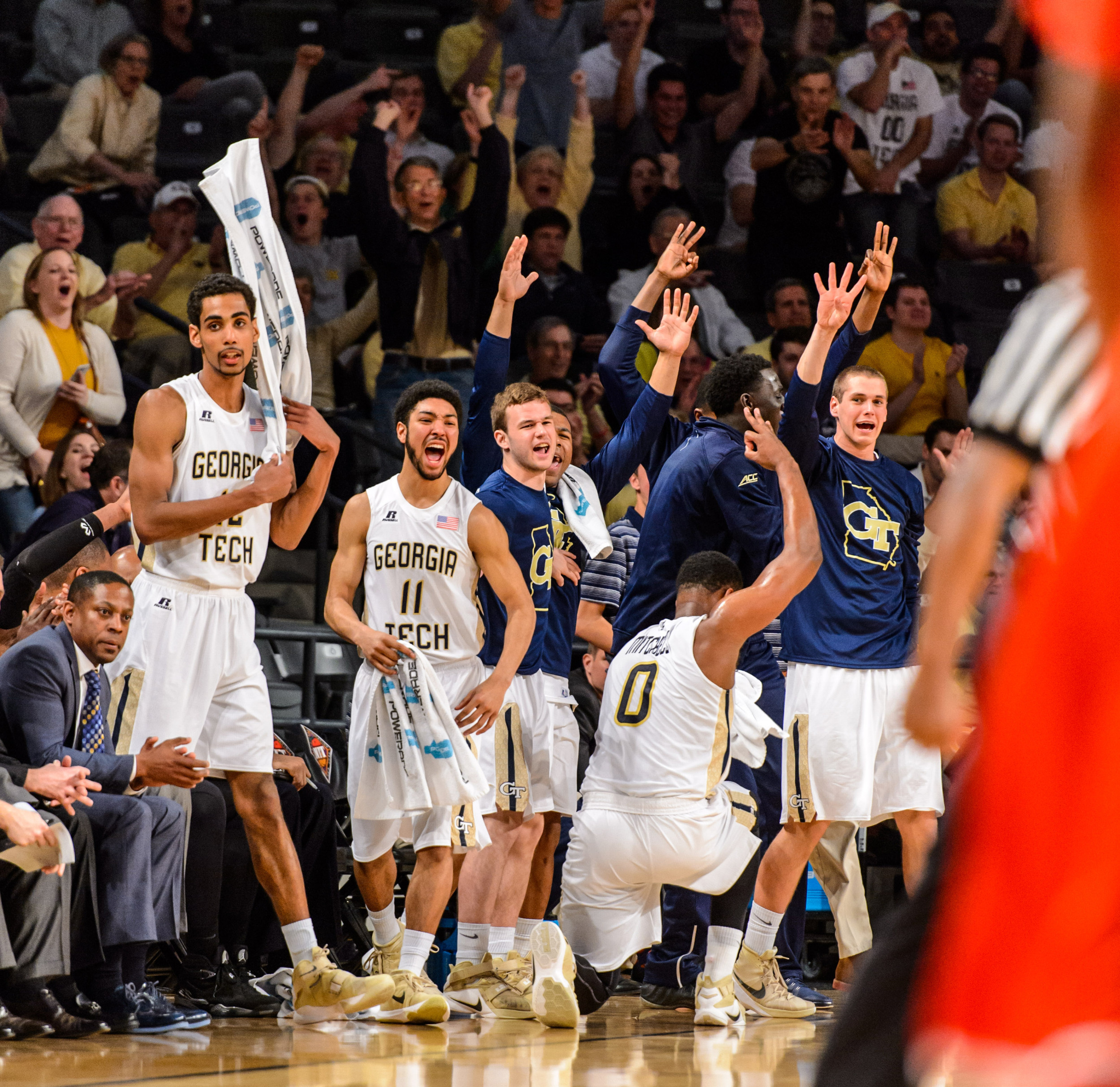 The bench reacts
