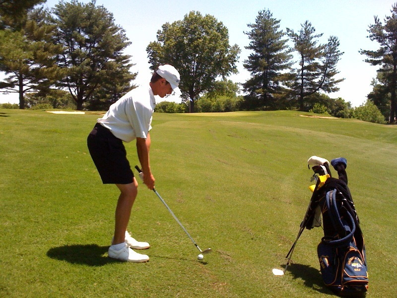 James White prepares to hit an approach shot during Monday's practice round at Indian Hills Country Club in Bowling Green.