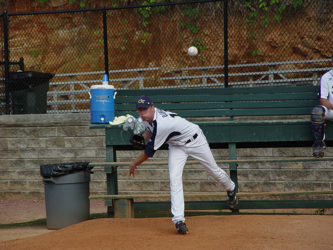 Starting pitcher David Duncan warms up in the bullpen prior to his start against Louisville in the NCAA baseball regional, May 30, 2008.