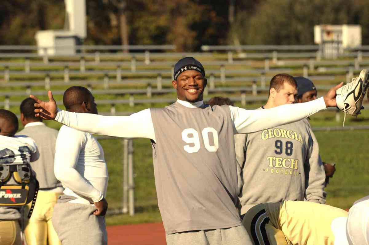 Darrell Robertson mugs for the camera before practice