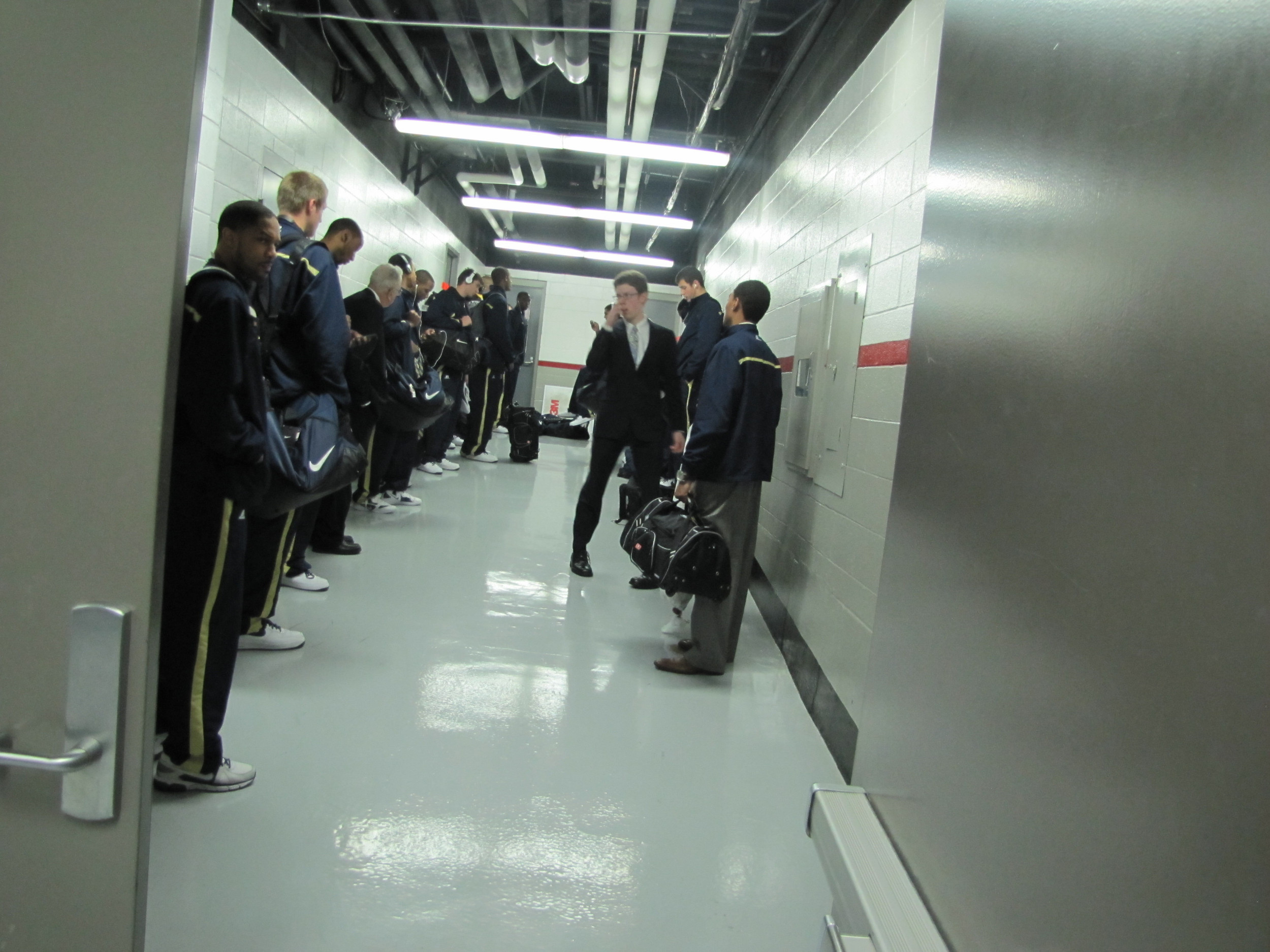 The Jackets get to their locker room at Stegeman only to find out it's locked.