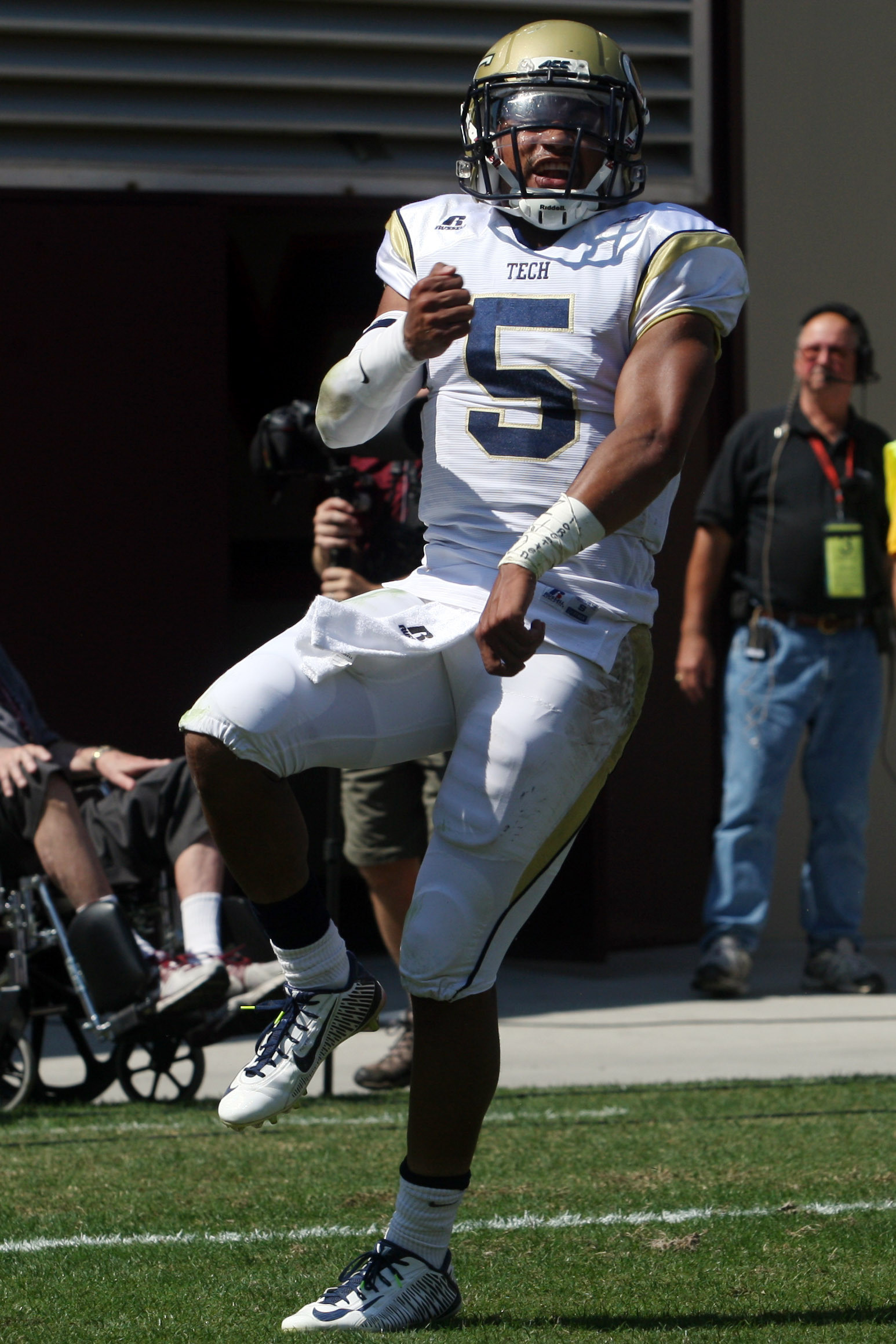 Justin Thomas celebrates scoring a touchdown. Peter Casey-USA TODAY Sports