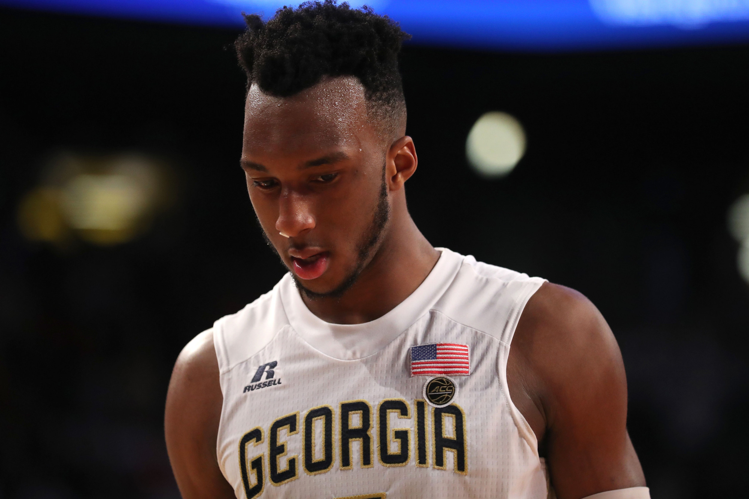 Jan 31, 2018; Atlanta, GA, USA; Georgia Tech Yellow Jackets guard Josh Okogie (5) walks on the court during the second half against the Syracuse Orange at McCamish Pavilion. Mandatory Credit: Jason Getz-USA TODAY Sports