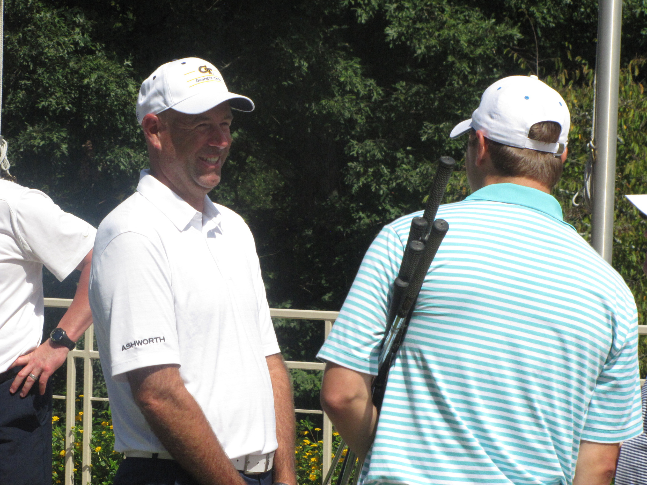 Stewart Cink chats with fellow players at The Ramblin' Wreck Cup, Georgia Tech golf's annual fund-raiser at the Golf Club of Georgia, September 22, 2014