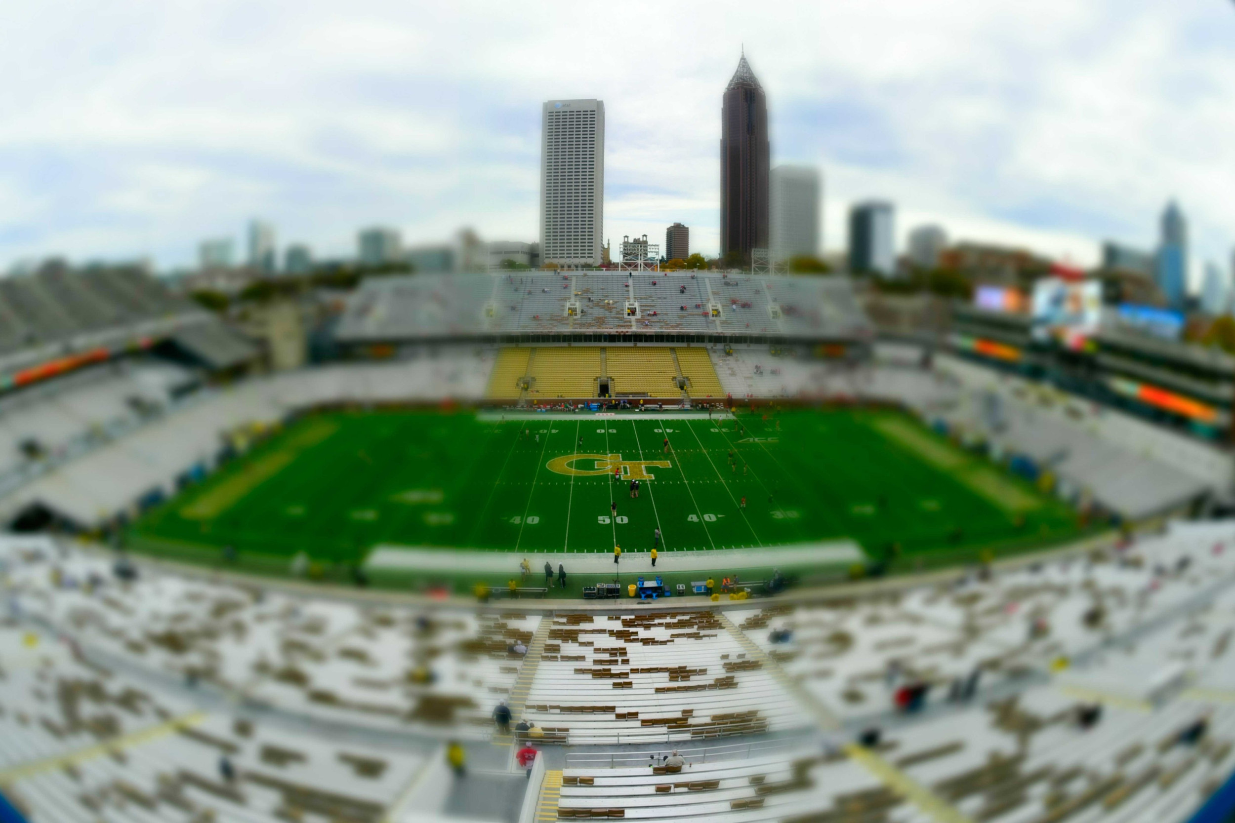 A general view of the stadium shot in miniature effect prior to the game between the Georgia Tech Yellow Jackets and the Georgia Bulldogs at Bobby Dodd Stadium. Dale Zanine-USA TODAY Sports