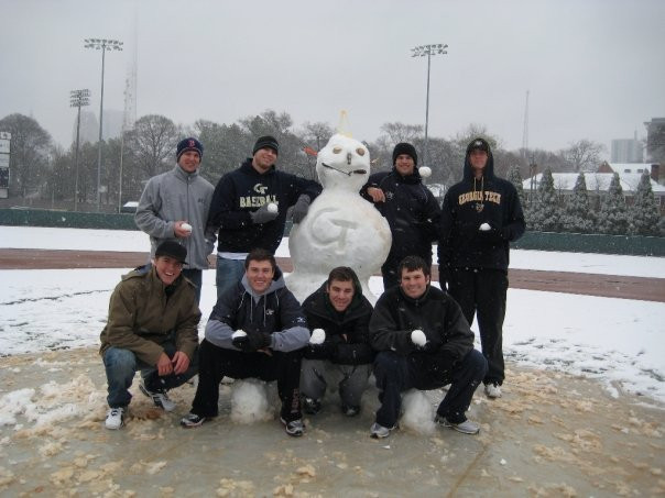 Members of the baseball team took advantage of a rare snow day in Atlanta