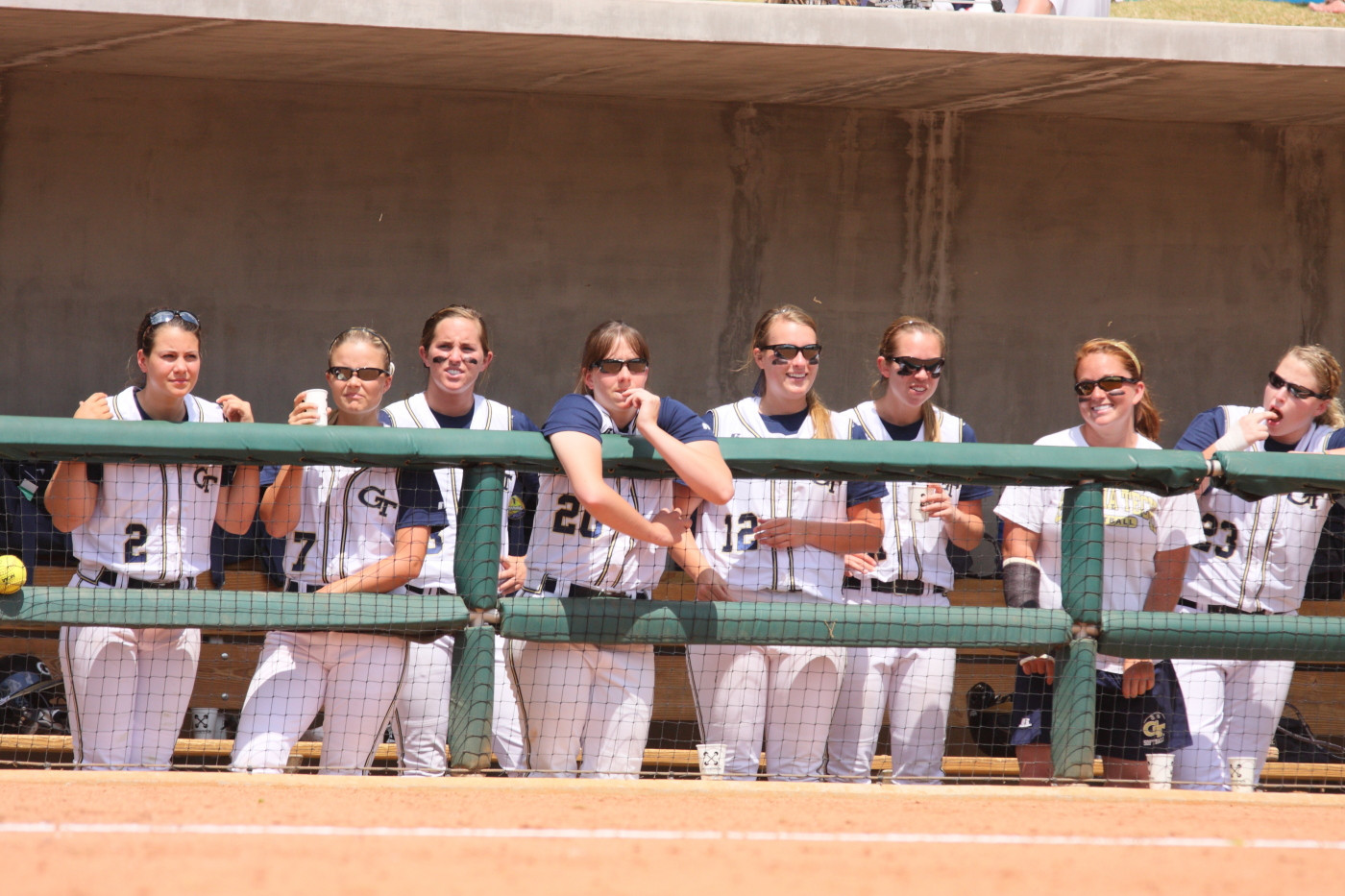 The dugout looks on