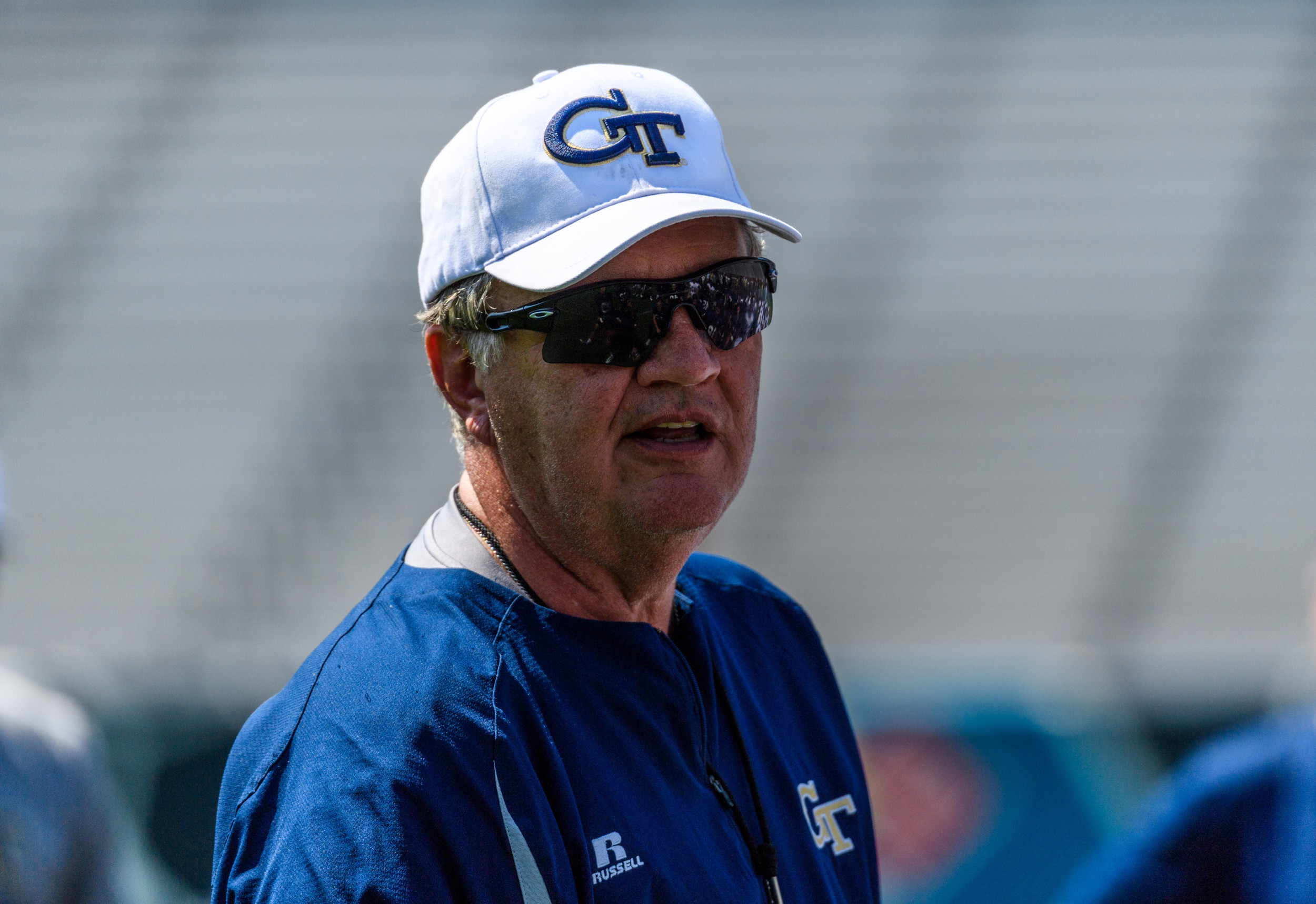 Coach Johnson speaks to the team after practice